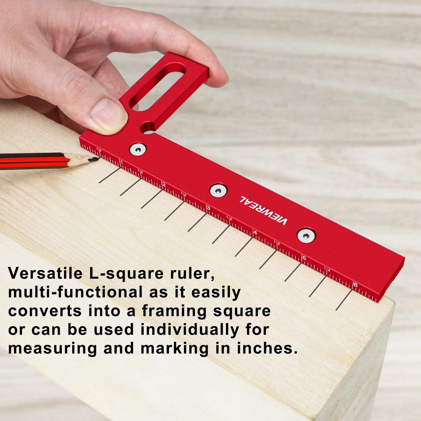 Large Carpenter Square 6.5''x5.79''Protractor Ruler with 3D Multi-Angle Measuring and Scribing Features with Anti-Lost Pin for Accurate Woodworking & Construction