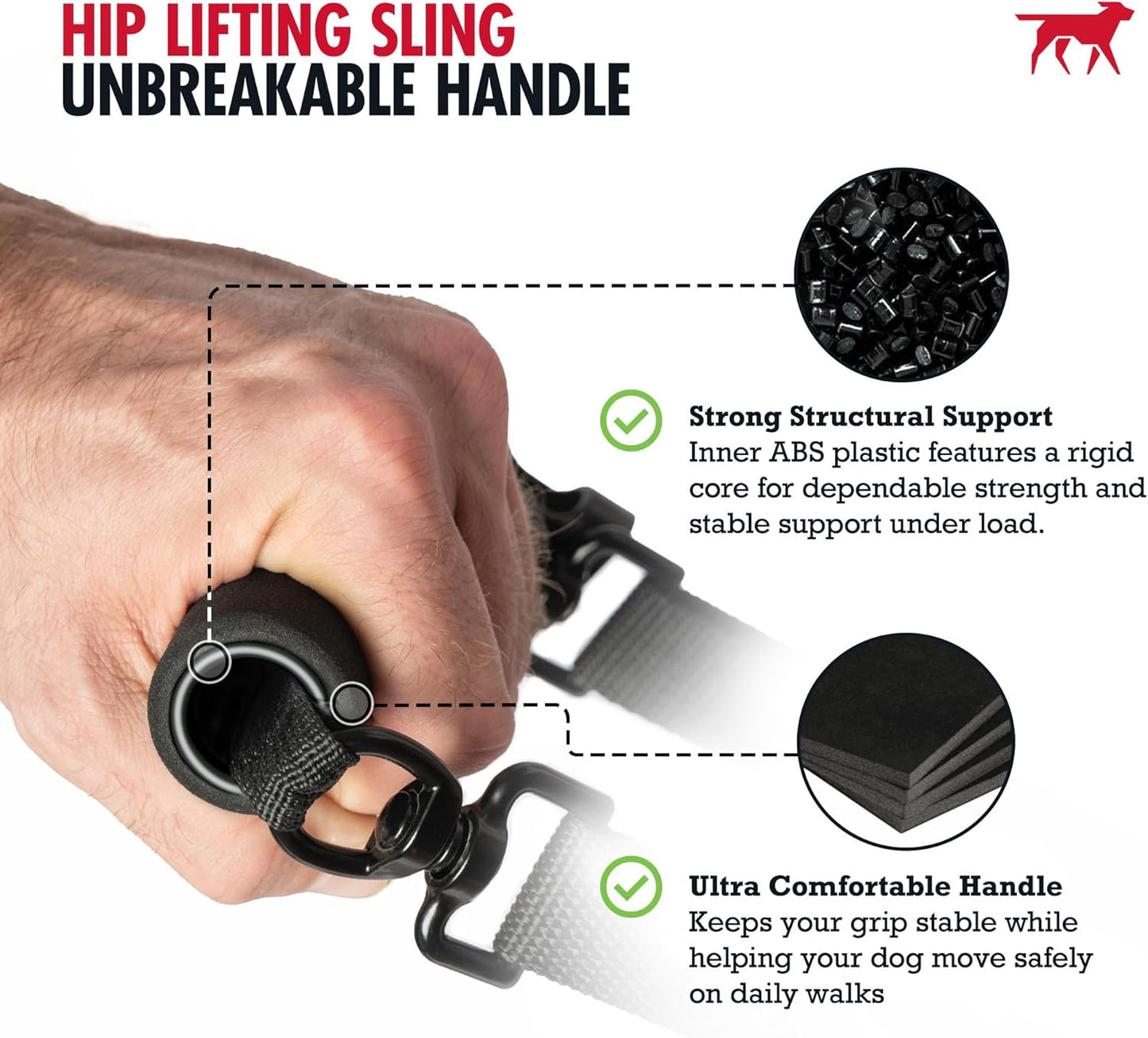 Tuff Pupper Dog Sling Hip Harness | Rear Lift Support for Senior & Injured Dogs | Adjustable Mobility Aid | Strong Padded Handle | Comfortable Design | Hip & Hind Leg Assistance (Tall, Male)