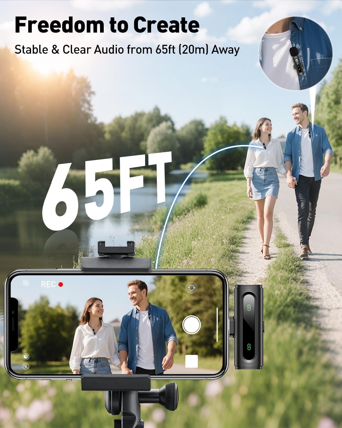 USB C Lavalier Microphone Wireless Mini Mic for Type-C Android Phone/Tablet/PC Video Recording Clip-on Mics with Rotatable Clip&Denoise Recording, Ideal for Vlog Tiktok Youtube Podcast Content Creator