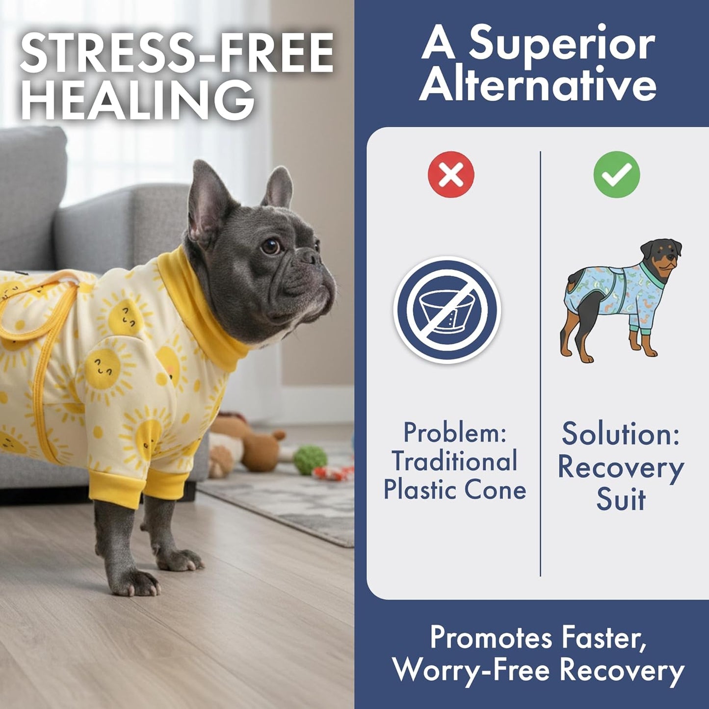 Spark Paws Dog Surgery Recovery Suit – Dog Recovery Suit After Surgery, Anti-Lick Dog Onesie, Abdominal Wound Protector, Soft Cone Alternative for Spay Neuter Male Female Pet Recovery - Sunshine - M