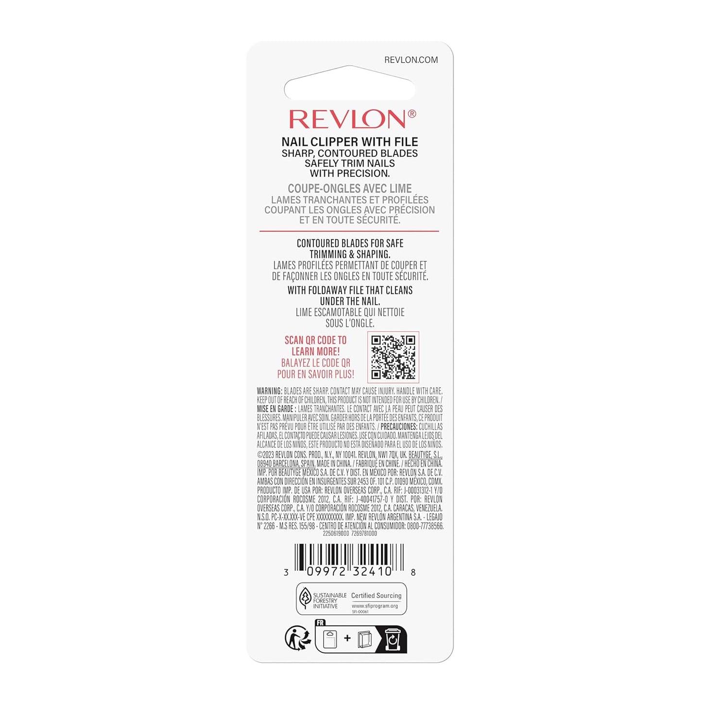 Revlon Nail Clipper With File, Manicure Care Tool With a Curved Blade for an Accurate Trimming and Grooming, Easy to Use (Pack of 1)