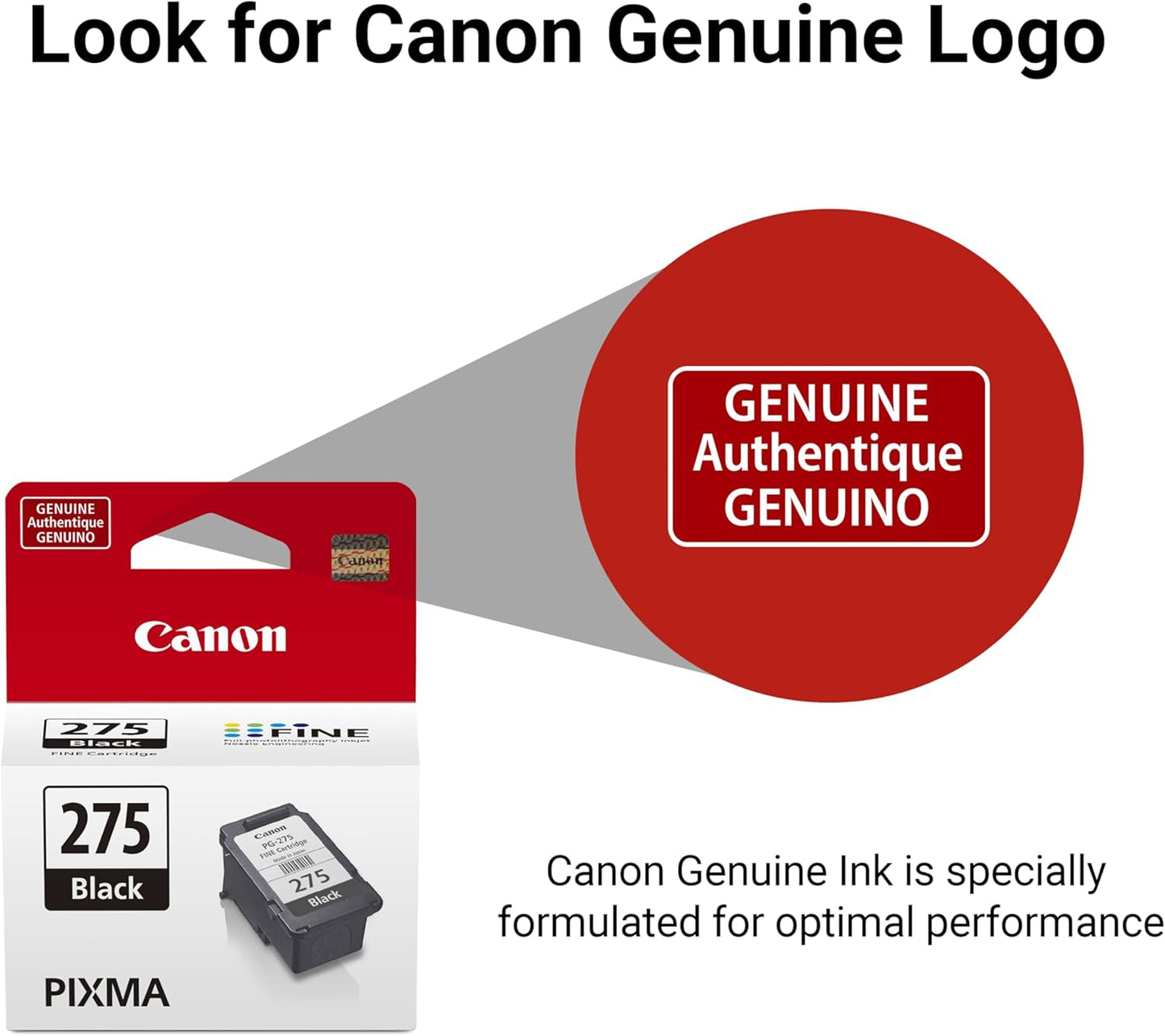Canon PG-275 Genuine Black Ink Cartridge, Compatible with TS3520/3522, TR4720/4722, TS3720/3722