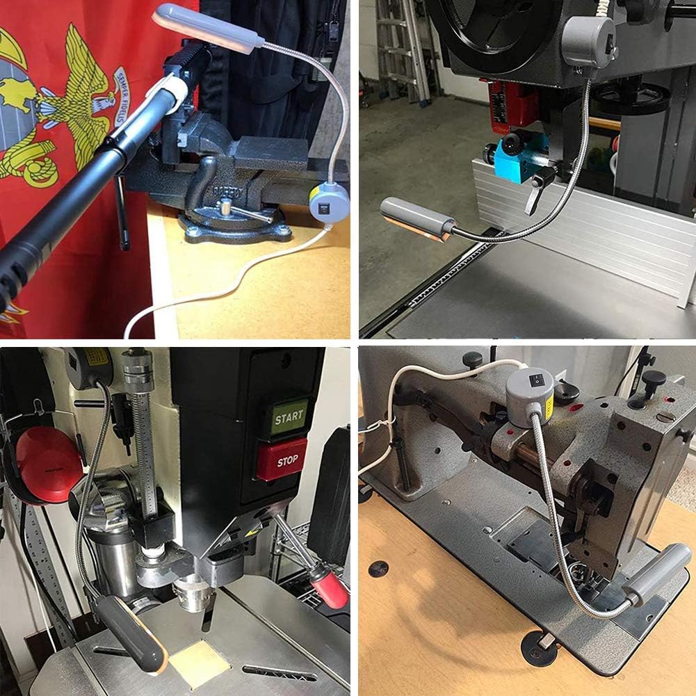 Sewing Machine Light LED Lighting (30LEDs) 6 Watt Multifunctional Flexible Gooseneck Arm Work Lamp with Magnetic Mounting Base for Workbench Lathe Drill Press 2 Pack Silver
