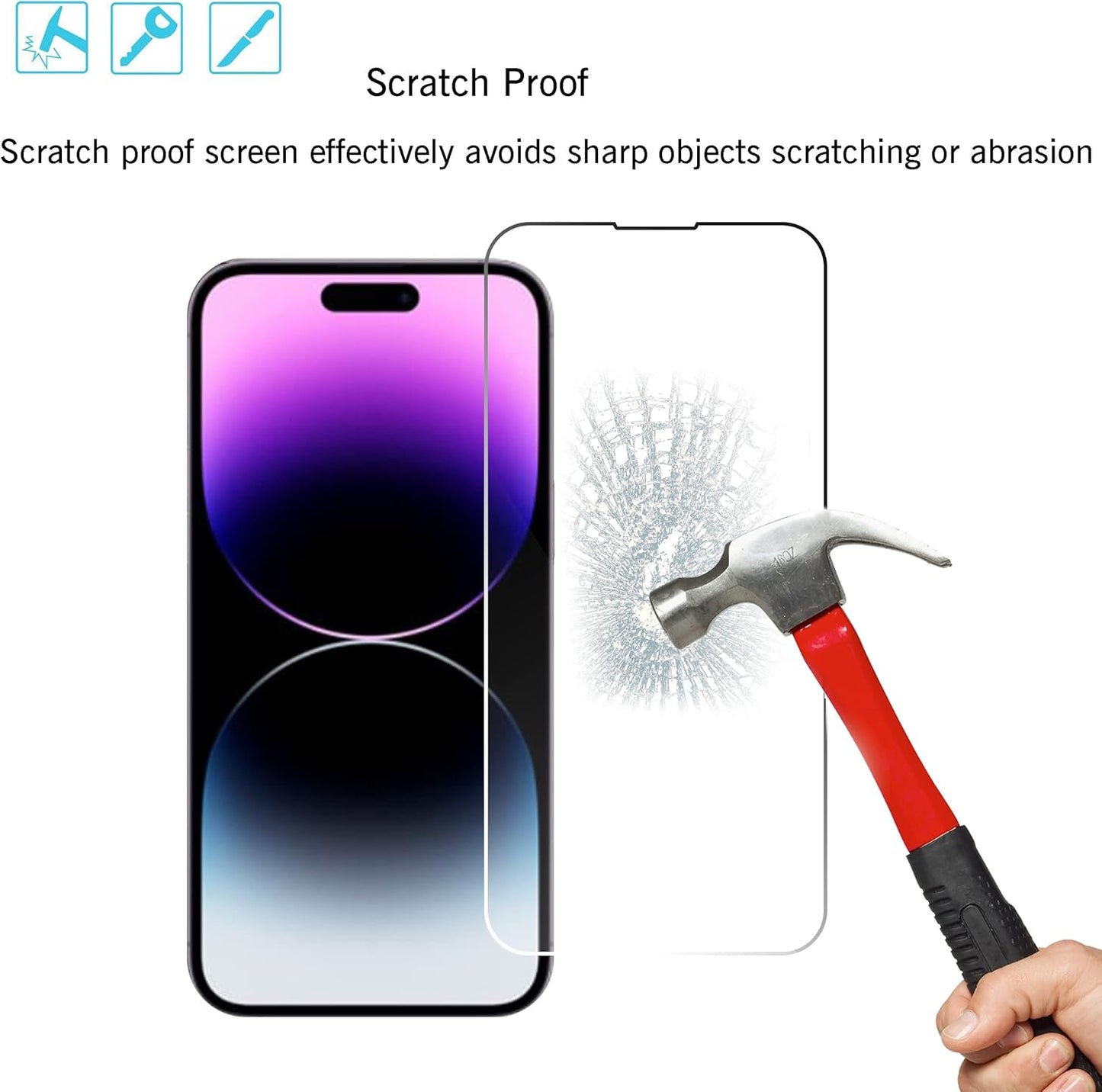 Ailun 3 Pack Screen Protector for iPhone 14 Pro Max [6.7 inch] + 3 Pack Camera Lens Protector,Sensor Protection,Dynamic Island Compatible,Case Friendly Tempered Glass Film,[9H Hardness] - HD