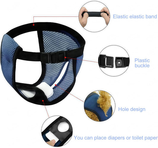 Breathable Dog Harassment Diaper Soft Adjustable Waistband Protective Pants Nappies for Pet Travel Camping Dog Heat Pants