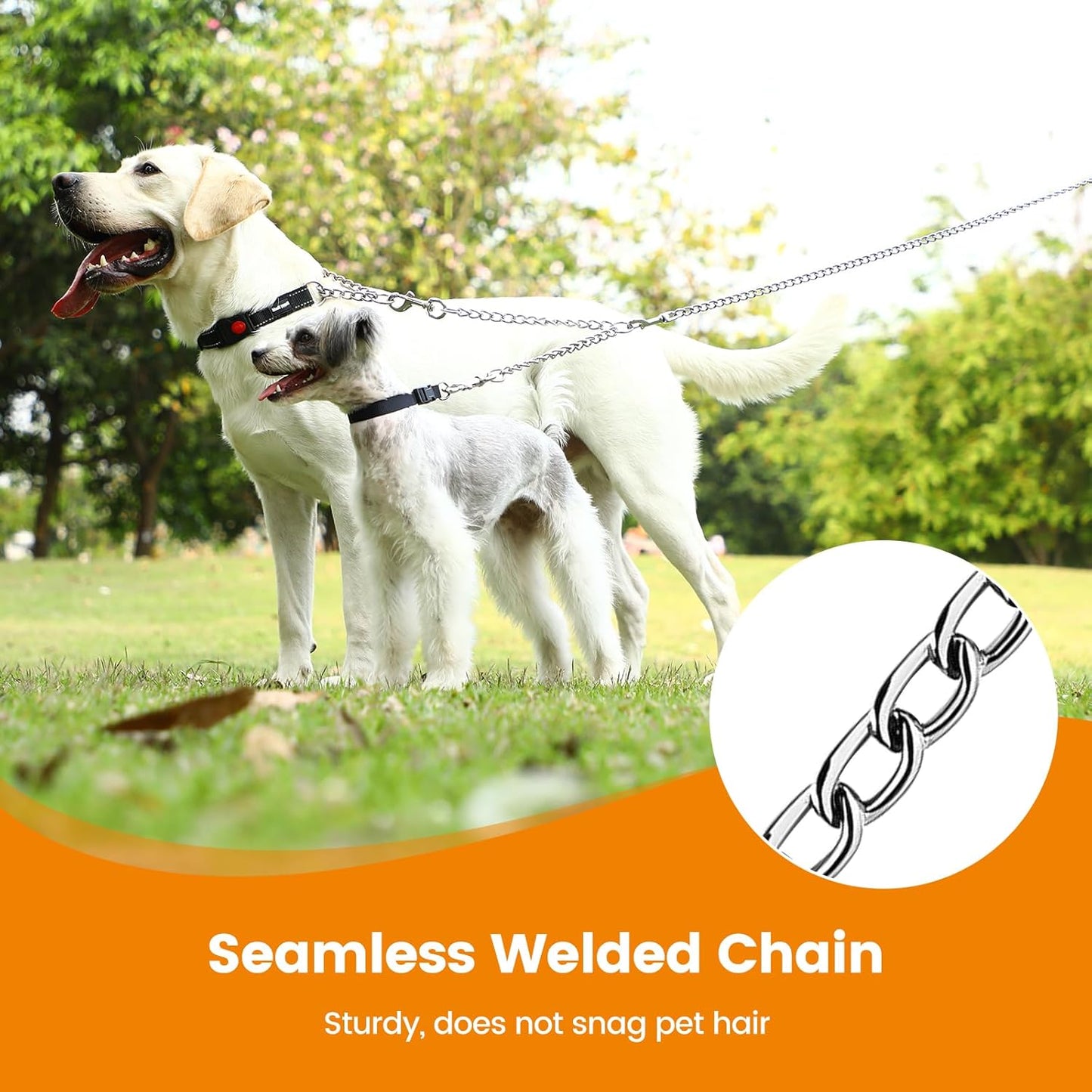 PETTOM Heavy Duty Metal Dog Leash, Chew Proof Chain Leash with Soft Padded Handle for Large & Medium Dogs, Training & Walking Chain Dog Lesh (6Ft/4.0mm, Black)