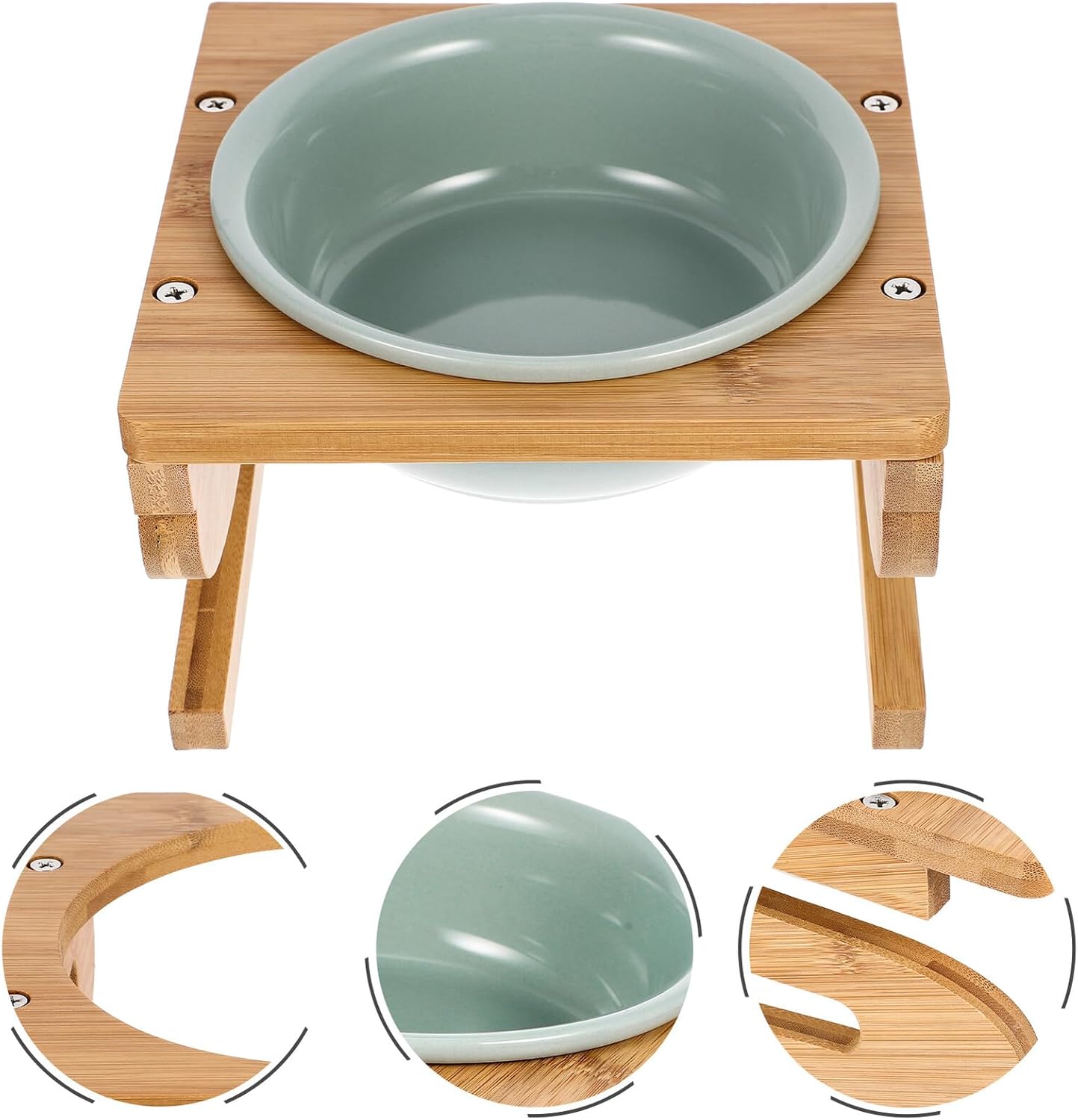 Milisten Ceramic Elevated Cat Bowl with Stand 15cm 600ml Whisker-Friendly Feeding Dish for Household Cats Indoor Pet Food Bowl