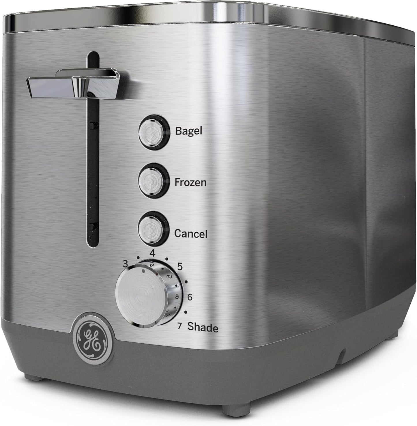 GE 2 Slice Stainless Steel Toaster, Extra Wide Slots for Toasting Bagels, Breads, Waffles & More, 7 Adjustable Shade Settings, Removable Crumb Tray, Countertop Kitchen Essentials, 850 Watts