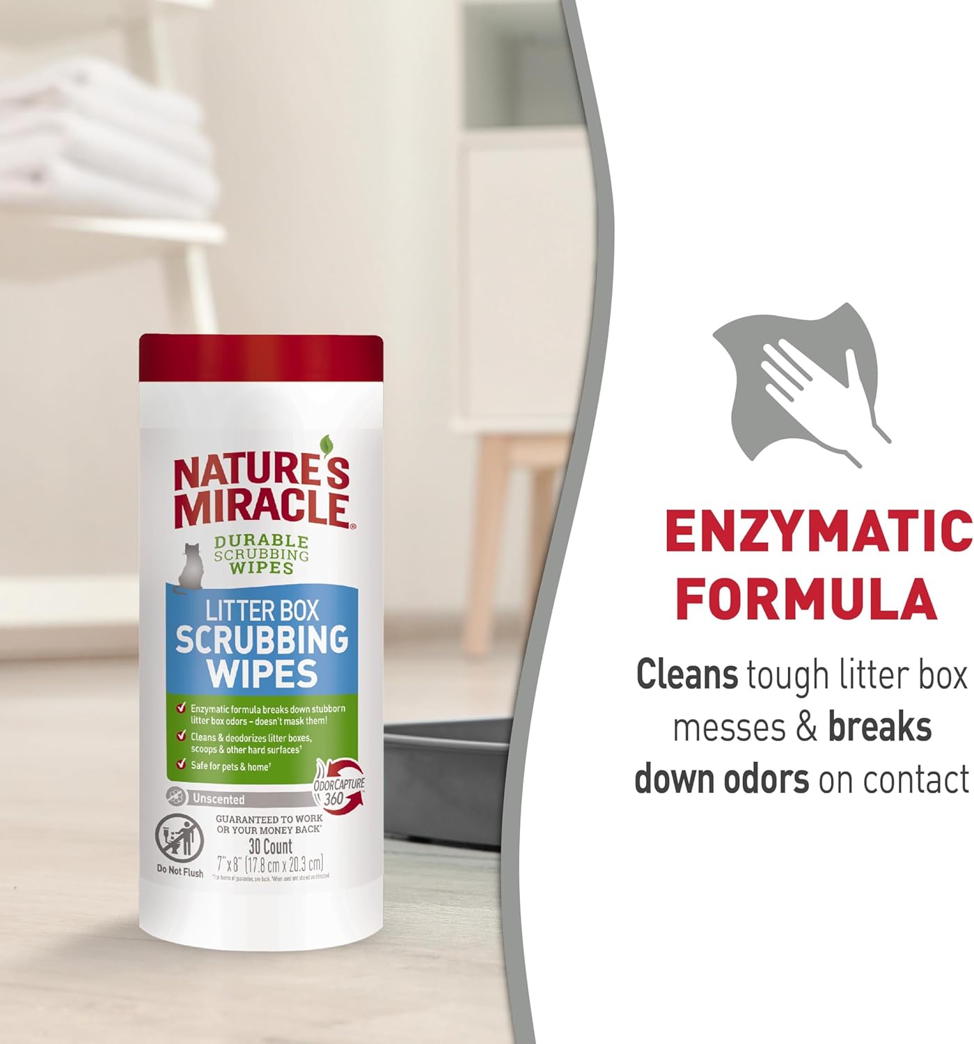 Nature’s Miracle Litter Box Scrubbing Wipes 30Ct