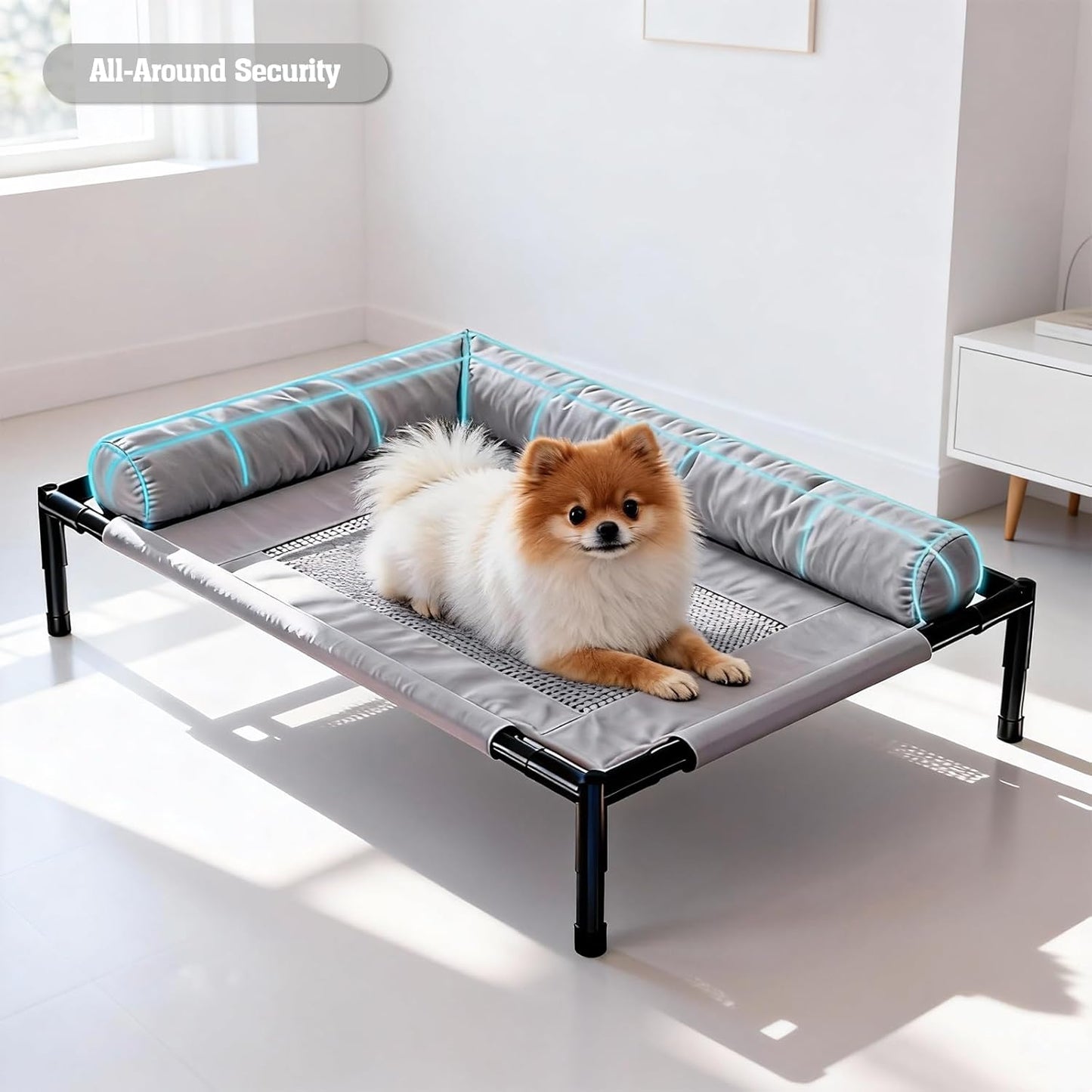 Raised Dog Beds for Small Dogs,Breathable Mesh Dog Sofa,Pet Travel Cot with Soft Edged Pillow,Features Non Slip Base, Suitable for Dogs Hammock Bed Small for Indoor & Outdoor