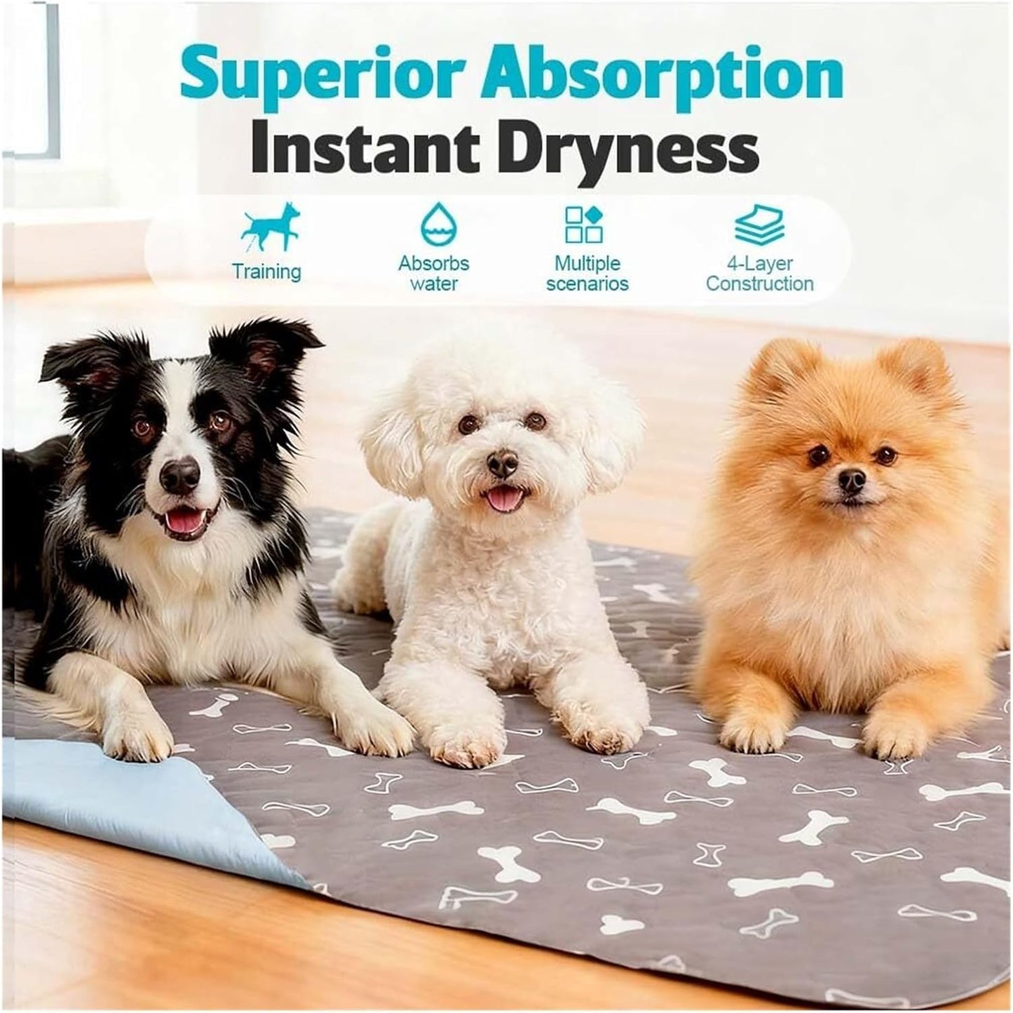 Puppy Pads for Dogs, 2026 New Washable Puppy Pads with Pheromones, Pee Pads for Dogs & Cats, Durable Leak-Proof Pet Training Pads for Home & Travel, Reusable(Gray,27.6" x 31.5")