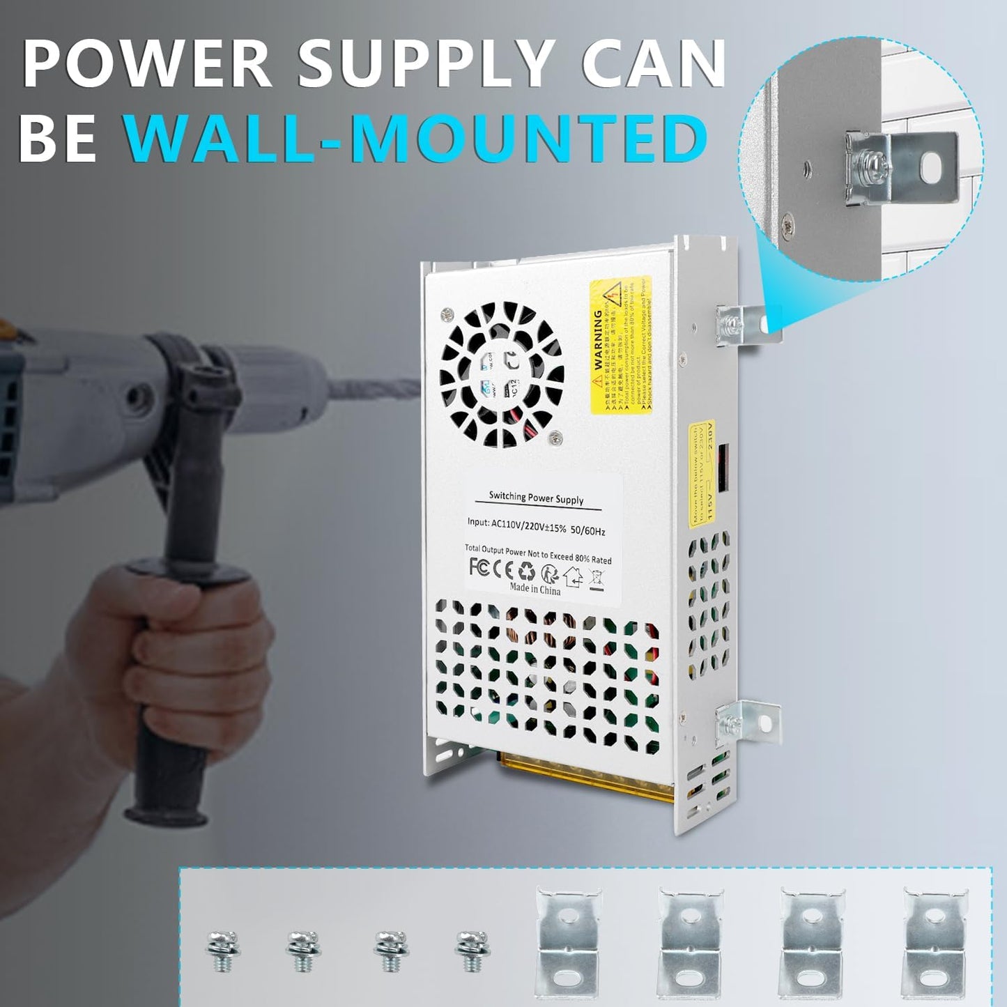 DC 48V 12.5A 600W Power Supply Adapter 110V AC to 48V DC Converter Power Supply for 48v Drive Sensor Lamp Meter Controller Servos Electric Motor