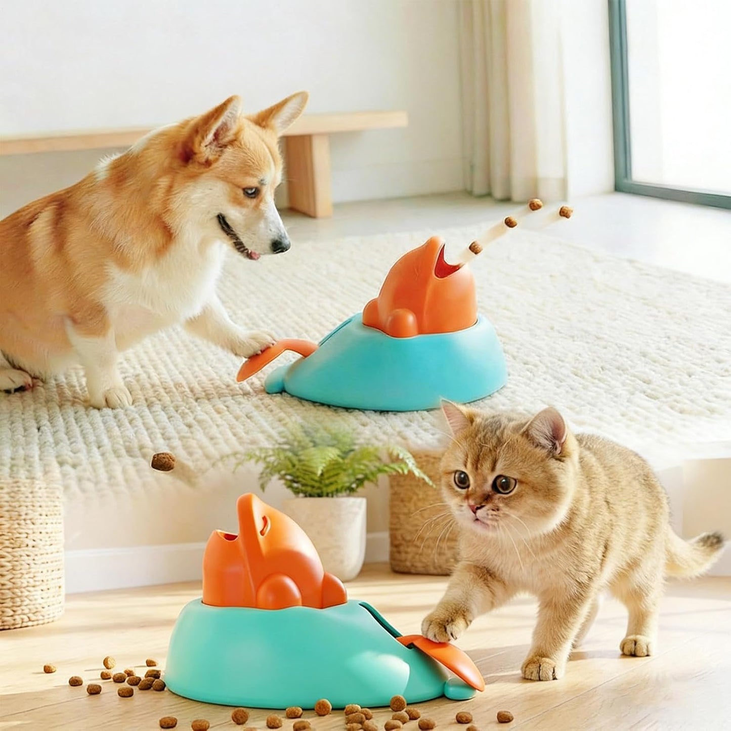 Treat Dispensing Dog Toys, Food Puzzle, 6.92x5.11x4.72 Inch Interactive Gear Support, Enrichment Aid with Finish, Busy Play Tool with Utility, Home Accessories for Pet Kitten Puppy Small Medium Large