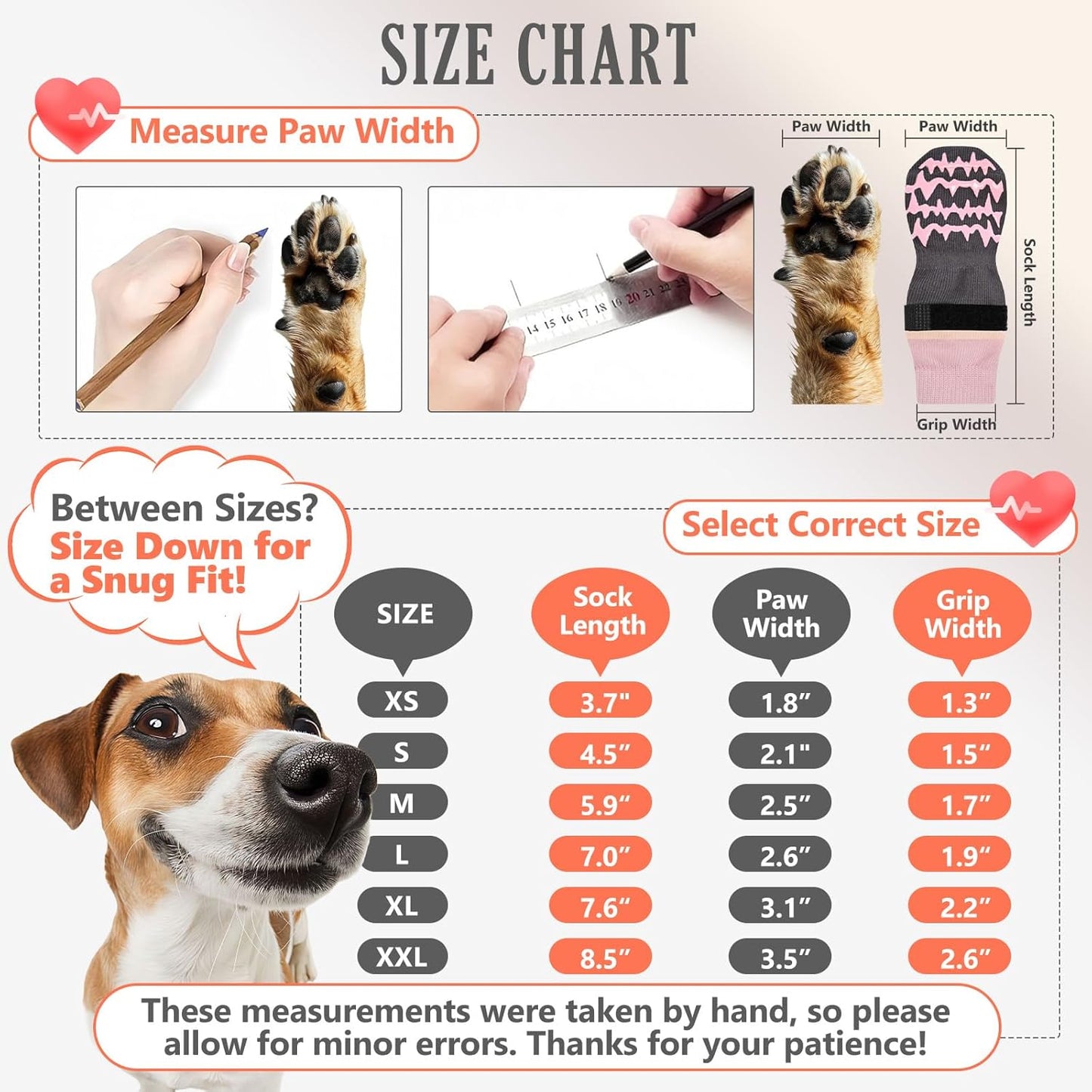 Anti Slip Dog Socks to Prevent Licking Paws, Double-Sided Grippy Dog Socks for Hardwood Floors, No Twist Paw Protector for Hot/Cold Pavement, Dog Booties for Small Medium Large Senior Dogs