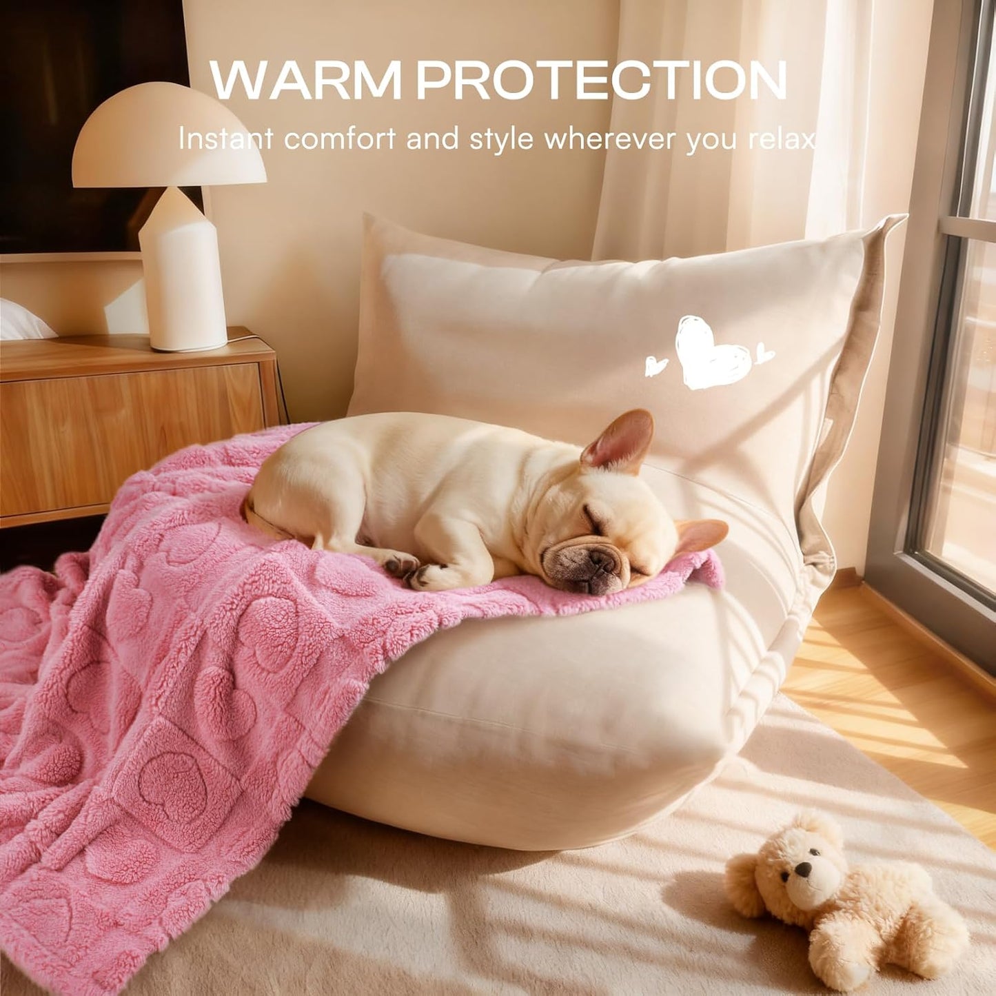 Luciphia Small Dog Blanket Washable Pet Bed Cover Soft Fluffy Puppy Blanket with Premium Fleece 300GSM Cozy Calming Cat Blankets for Indoor Cats Pink 57x40 inch