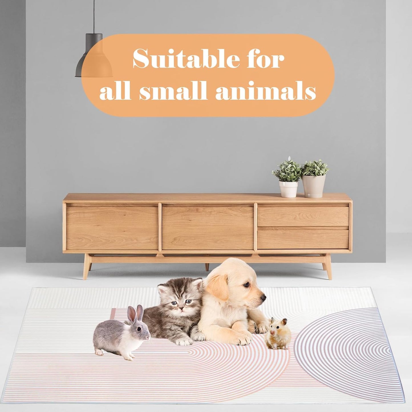 kathson Large Rabbit Cage Liner 78.7”×39.4” Guinea Pig Bedding Bunny Washable Floor Mat Reusable Absorbent Non Slip Pet Pee Pad for Small Animals Cages Hamster Chinchilla Cat Dog