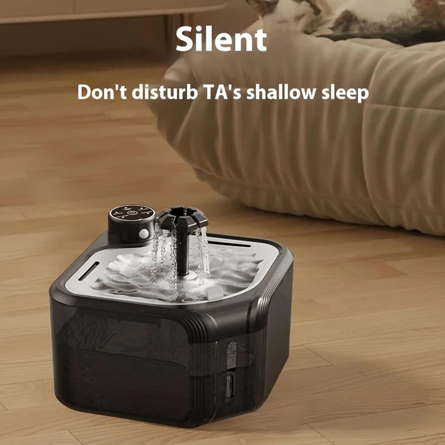 2.8L Automatic Circulating Pet Water Fountain with Stainless Steel Tray and Nonslip Base for Dog Everyday Watering Use Stainless Steel Pet Water Dispenser