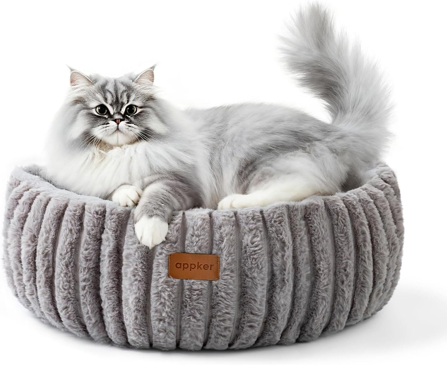 Cat Beds, Self Warming Cat Bed, Washable Pet Beds for Indoor Cats, Super Soft Faux Rabbit Fur Pet Bed for Puppy and Kitten with Anti-Slip Bottom (Grey, 20"x20"x8")