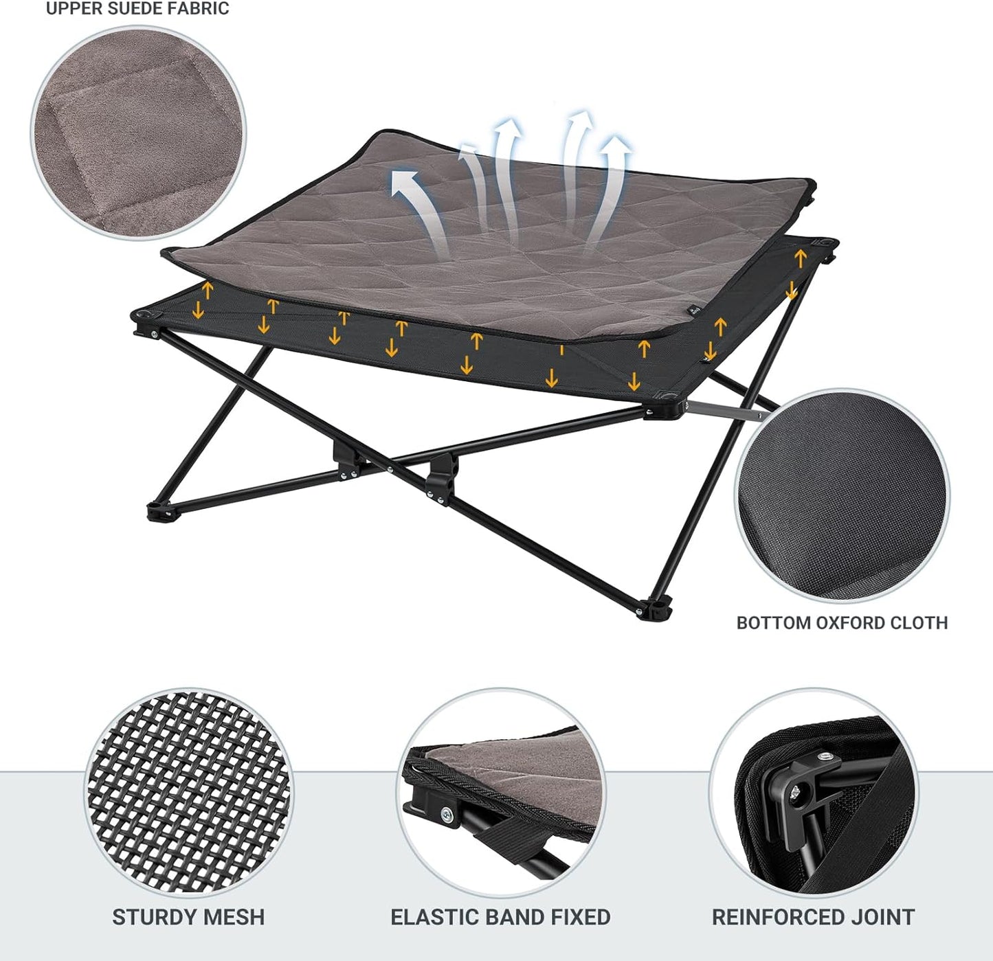 KingsCamp Elevated Dog Bed Portable Raised Beds Stable Folding Dog Cot Dog Camping Bed for Outdoor Travel with Washable Mesh