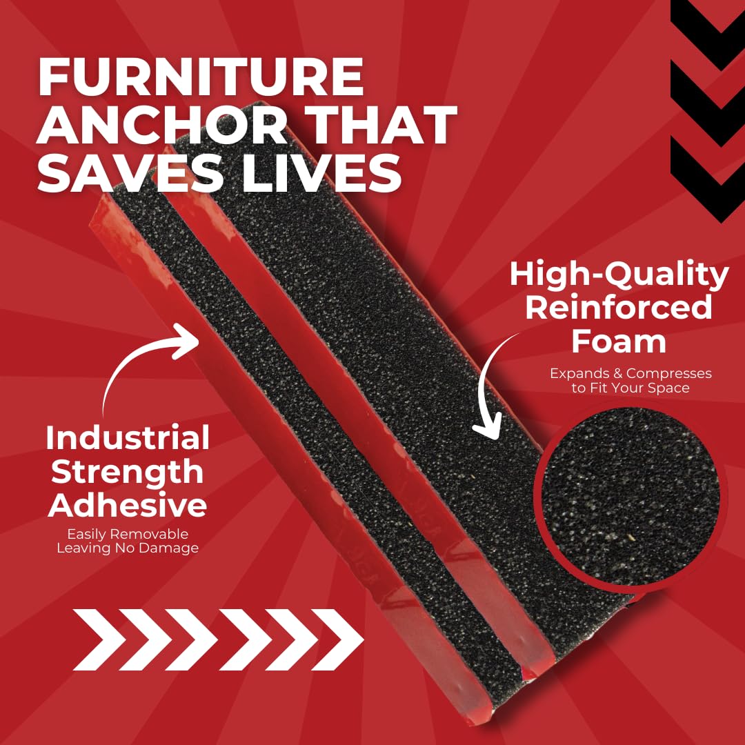 Adhesive Furniture Anchor, No-Drill, Aesthetic & Invisible Once Installed, Anti-Tip Furniture Safety Anchor to Childproof and Babyproof Your Home, Holds Up to 300 Pounds, 2-Pack