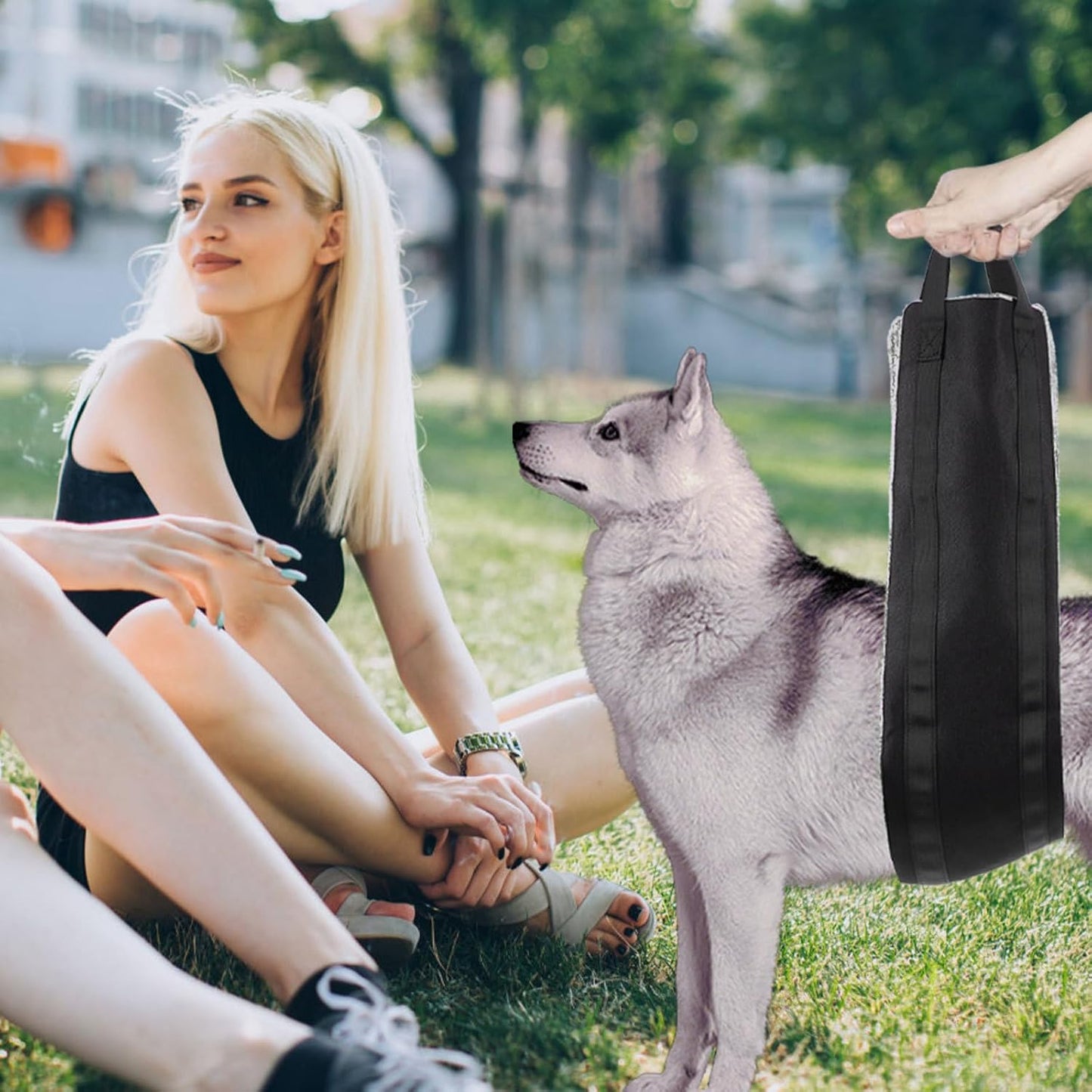FAVOMOTO Dog Sling Harness for Injury, Portable Hip Support Pet Lift Strap with Comfortable Adjustable Design, Gray Rehabilitation Aid for Dogs and Cats
