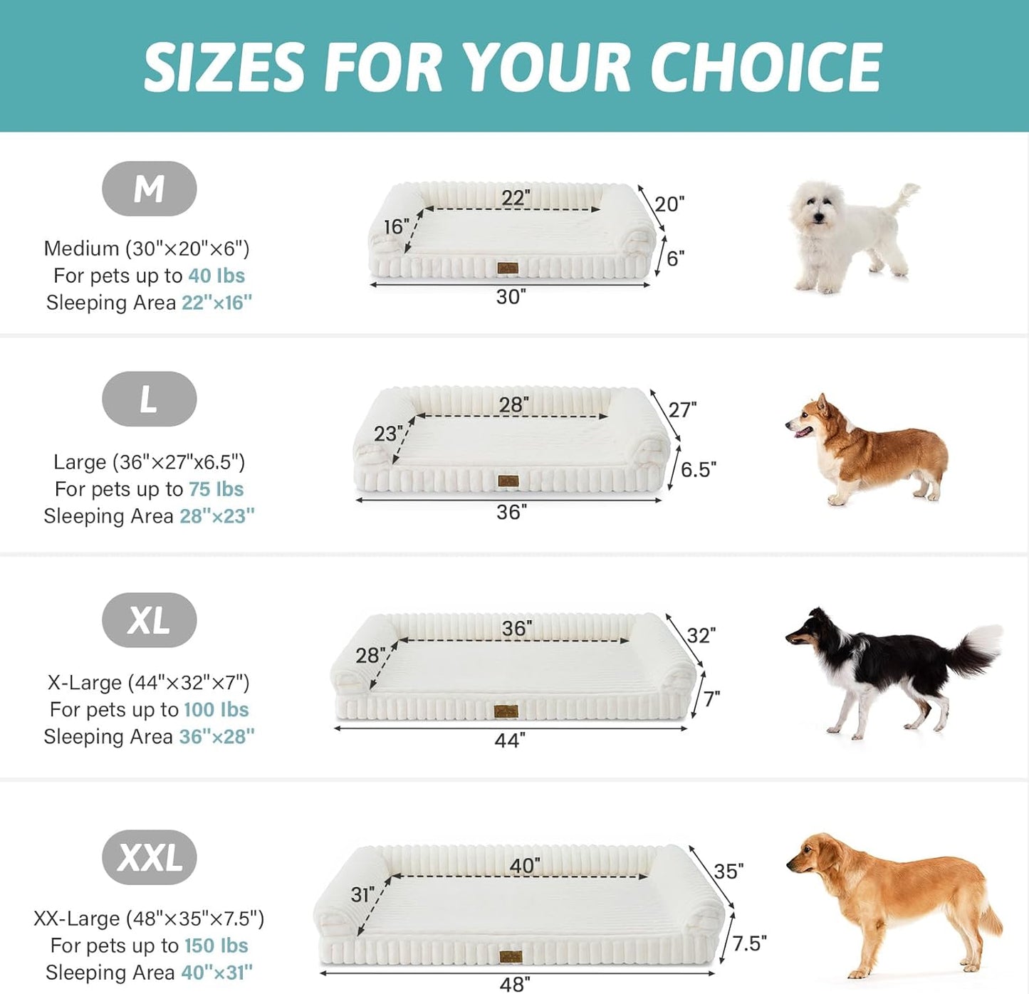 Small Dog Bed, Faux Rabbit Fur Orthopedic Foam Dog Bed with Sides, Removable Washable Cover & Waterproof Lining, Comfortable Pet Couch, Cream (30" L x 20" W x 6" Th)