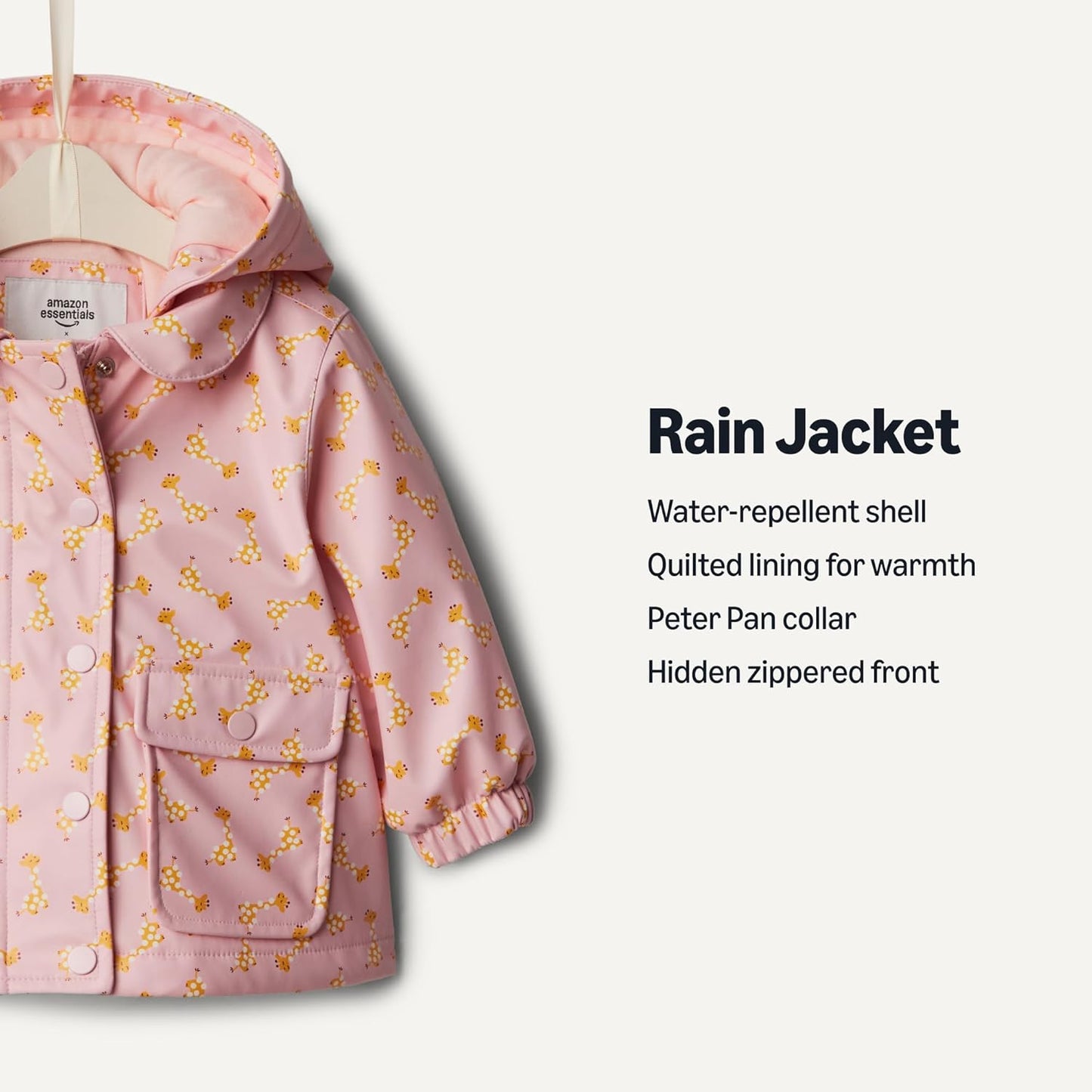 Amazon Essentials x Sofia Grainge Toddler and Baby Girls' Water-Repellent Rain Jacket