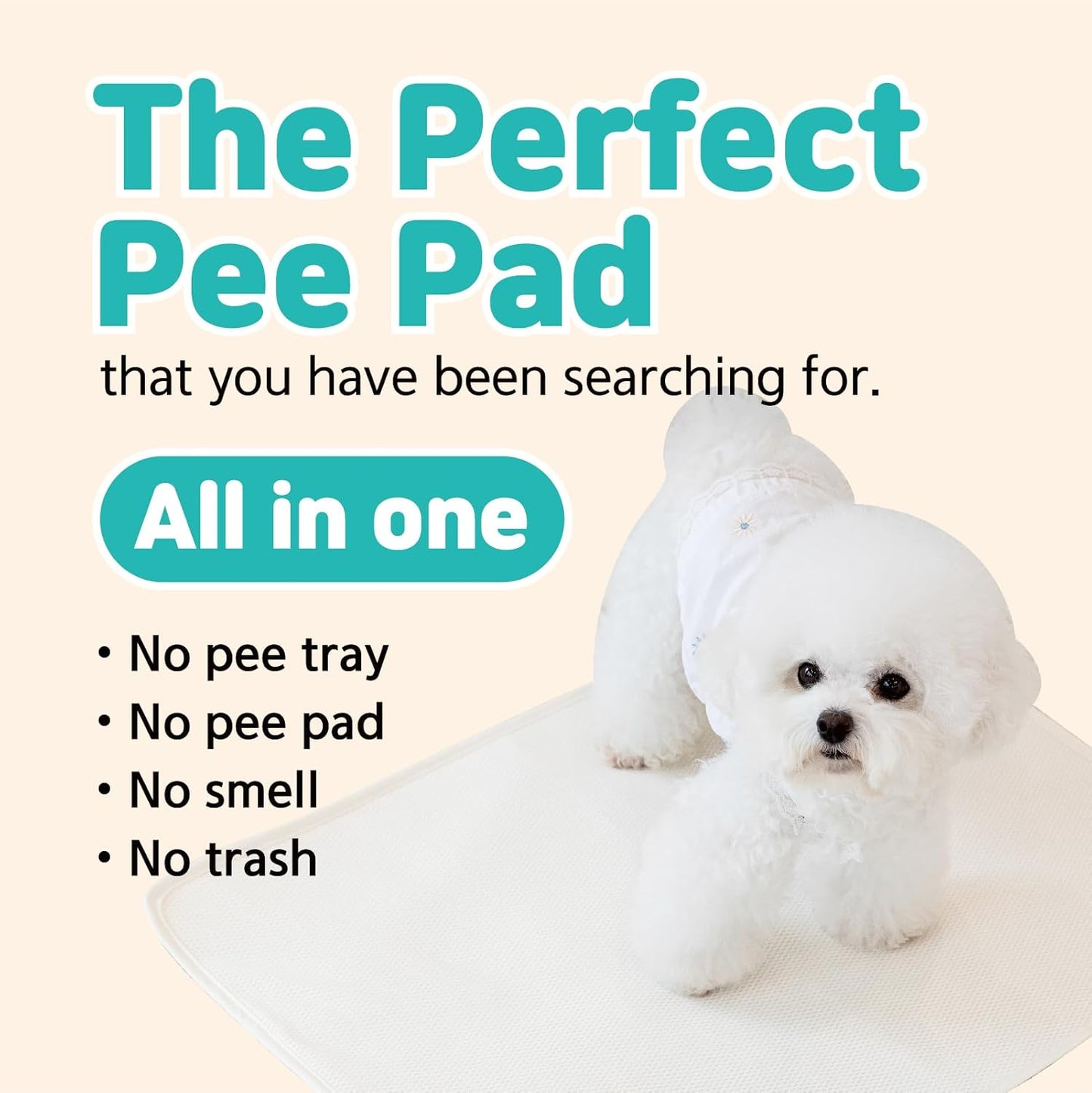 Eco Pad: Washable & Reusable Dog Pee Pad - Zero Trash, Superior Absorbency, Odor Control, Non-Slip, Perfect Waterproofing - Eco-Friendly Solution Mint (M, 1)