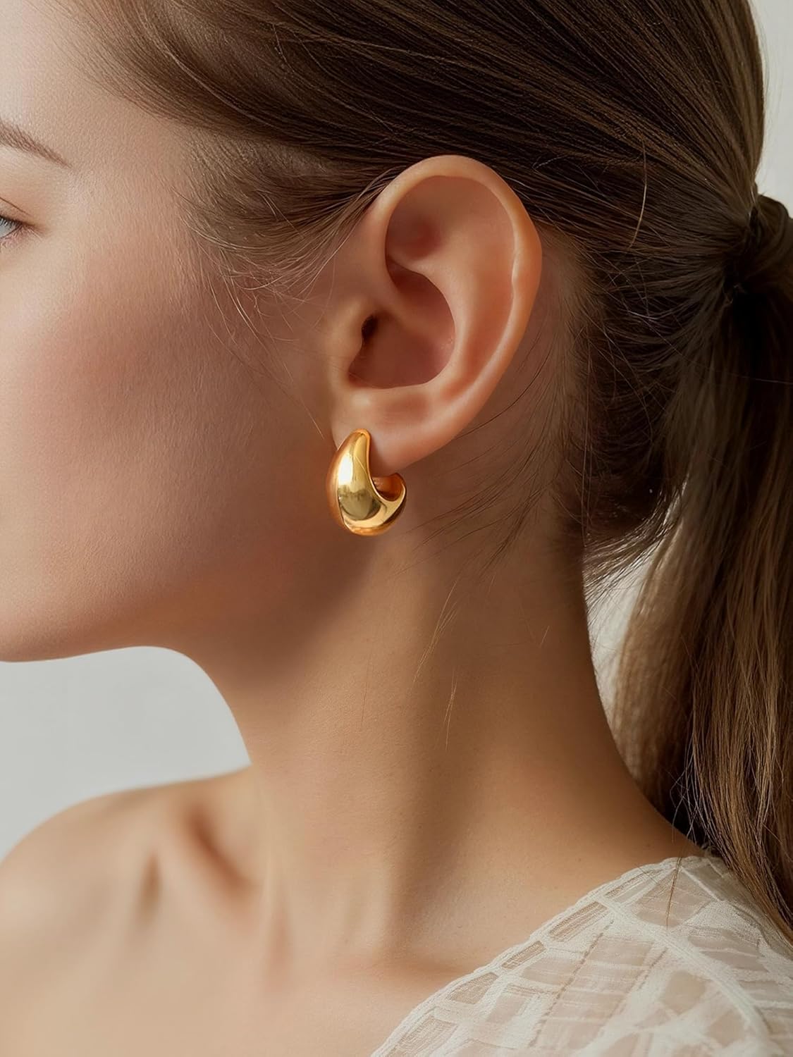 10 Pairs Chunky Gold Earrings for Women, Hypoallergenic Statement Hoops Earring for Multipack, Trendy Gold Chunky Hoop Earrings Jewelry for Gift