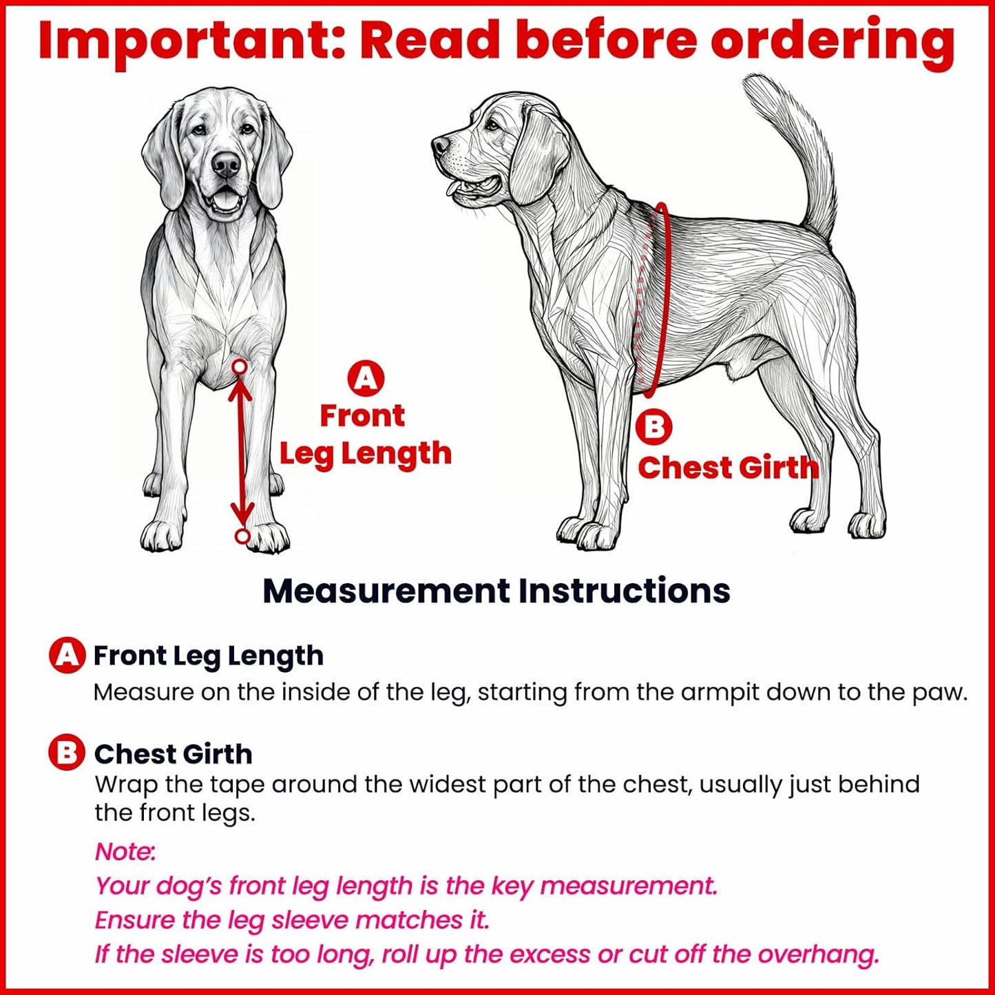Dog Front Leg Sleeve, XLarge, Comfortable, Breathable Material, Adjustable Elastic Band, for Hot Spots, Wounds, Bandages