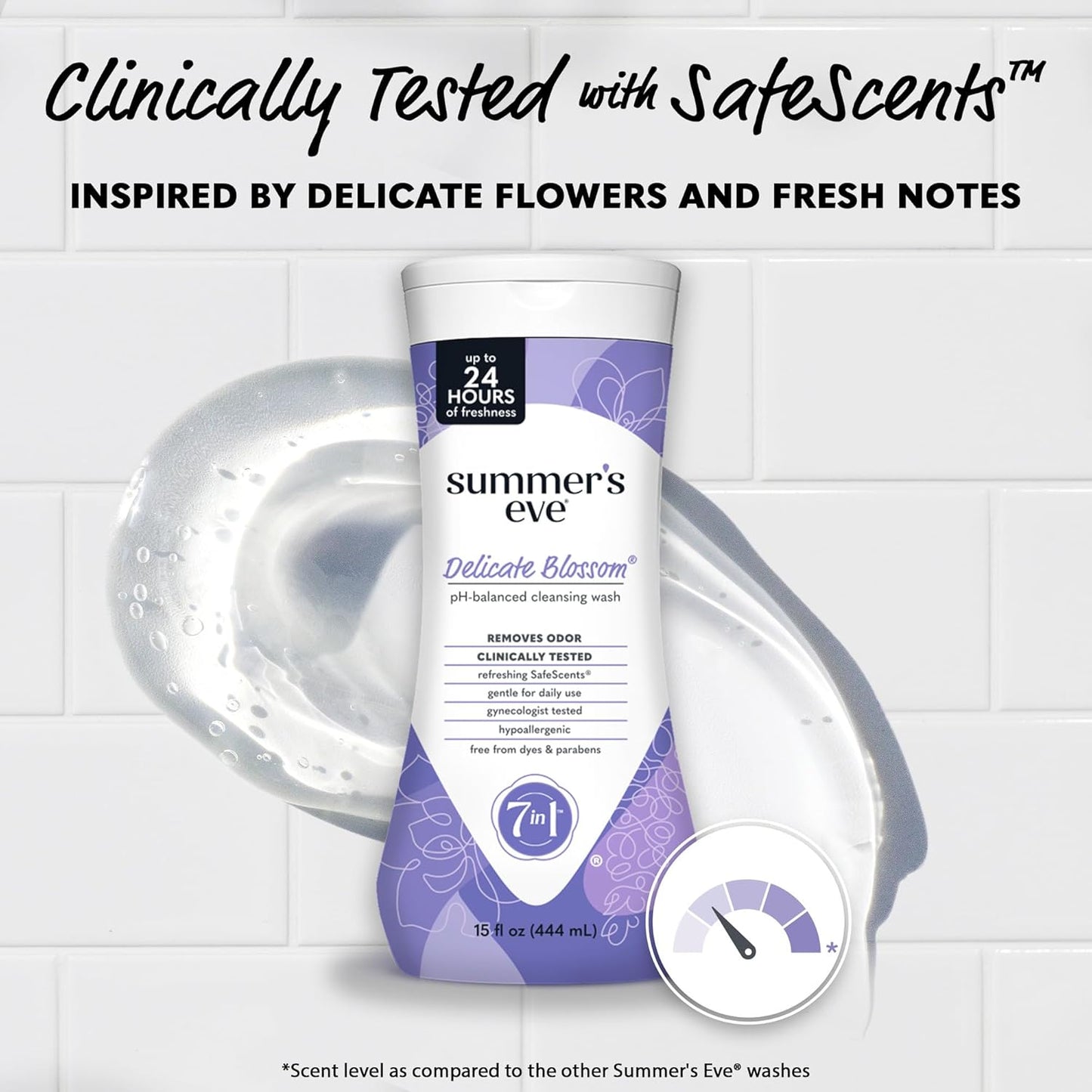 Summer’s Eve Feminine Wash, Delicate Blossom, Daily pH-Balanced Body Wash for Women, Feminine Care to Remove Vaginal Odor, Gynecologist Tested, 15 Fl Oz