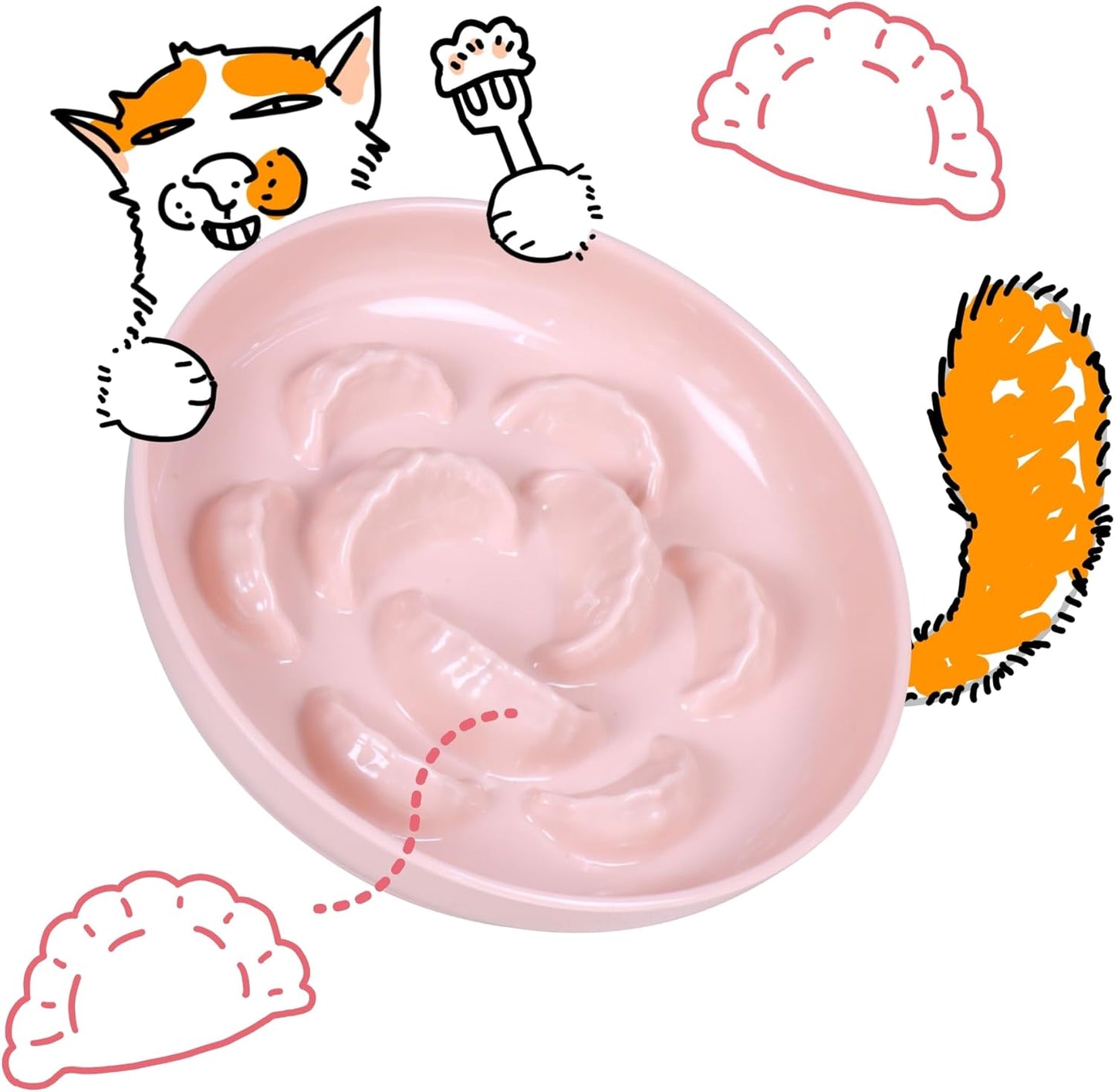 Unbreakable Slow Feeder Bowl - Melamine Puzzle Cat Bowl for Slow Eating - Cat Plates for Wet & Dry Food- Dishwasher Safe & Non Slip Design - (Pink, 1 Pack - 6.3" W*1.5H)