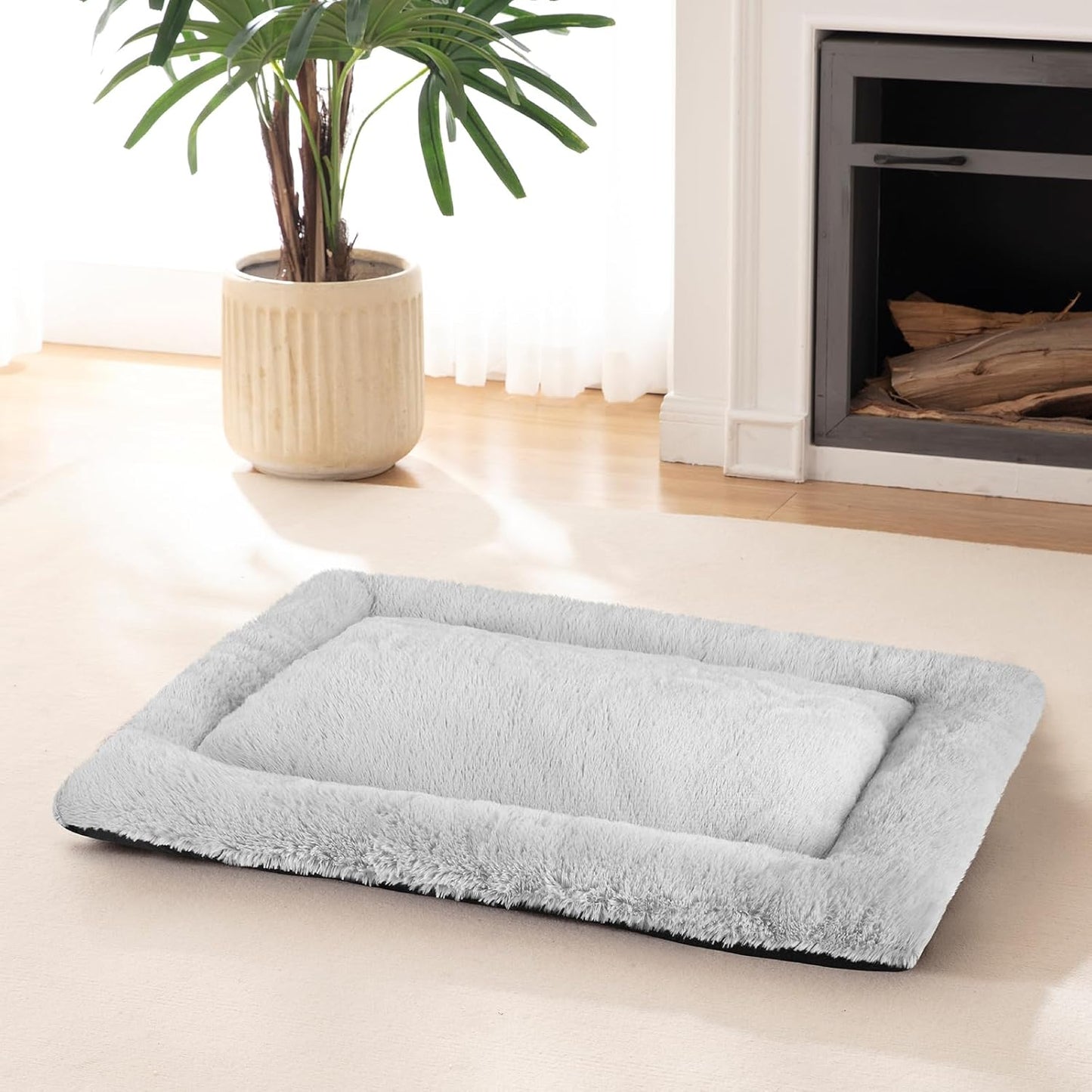 SIWA MARY Dog Bed Mat Soft Crate Pad Washable Non-Slip Mattress for Large Medium Small Dogs and Cats Kennel Pad (23'' x 18'', Grey)