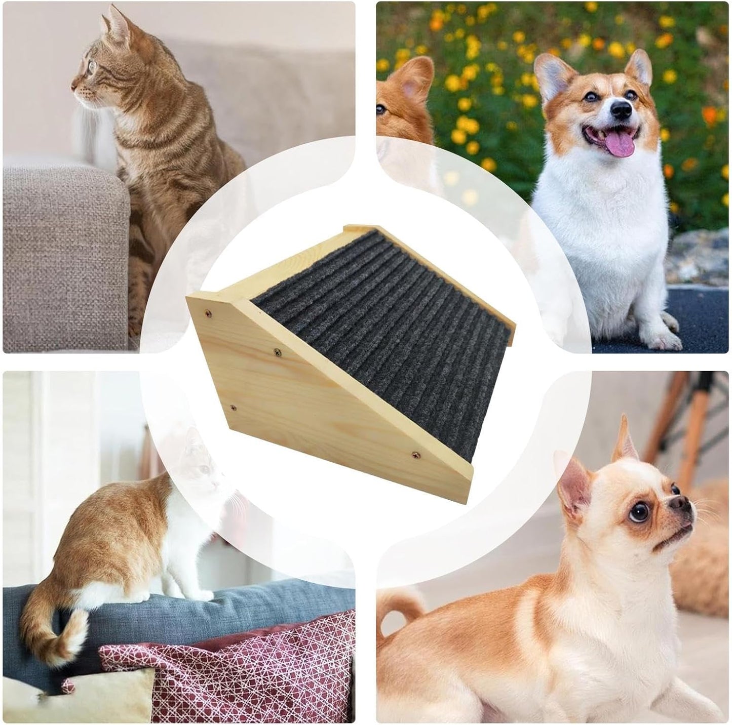 Dog Stairs Ramp, Wooden Indoor Steps for Older Or Injured Pets, Lightweight Ramp for Bed, Couch Sofa Living Room, Helping Pets Access High Areas Safely, Anti-Skid Design, 900g