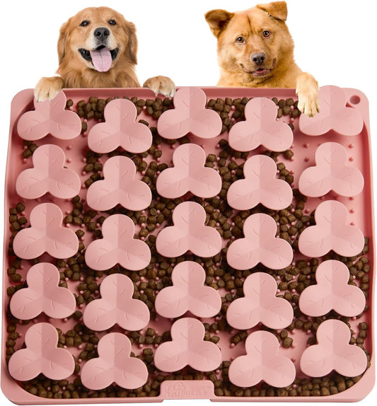 Puzzle Feeder Snuffle Mat for Dogs, Lick Mat for Dogs to Slow Down Eating, Dog Puzzle Toys for Large and Medium Breed Dogs, Silicone Dog Bowls for Dry, Wet, Raw Food, Pink