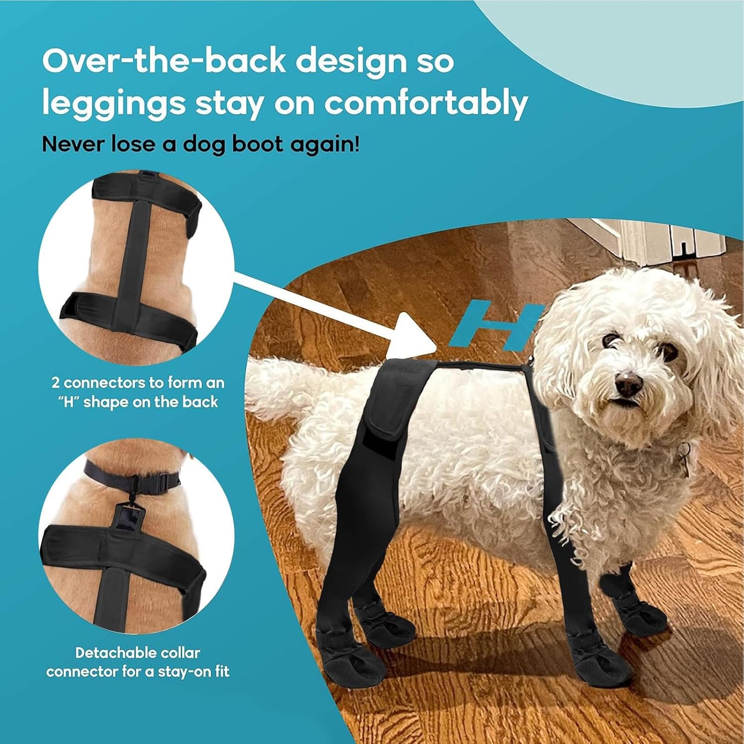Dog Suspender Boots | Waterproof Soft Paw Protectors Puppy Boots - Non-Slip Dog Winter Shoes, Adjustable Booties for Dogs Paws, Protects from Hot, Cold, Wet Weather
