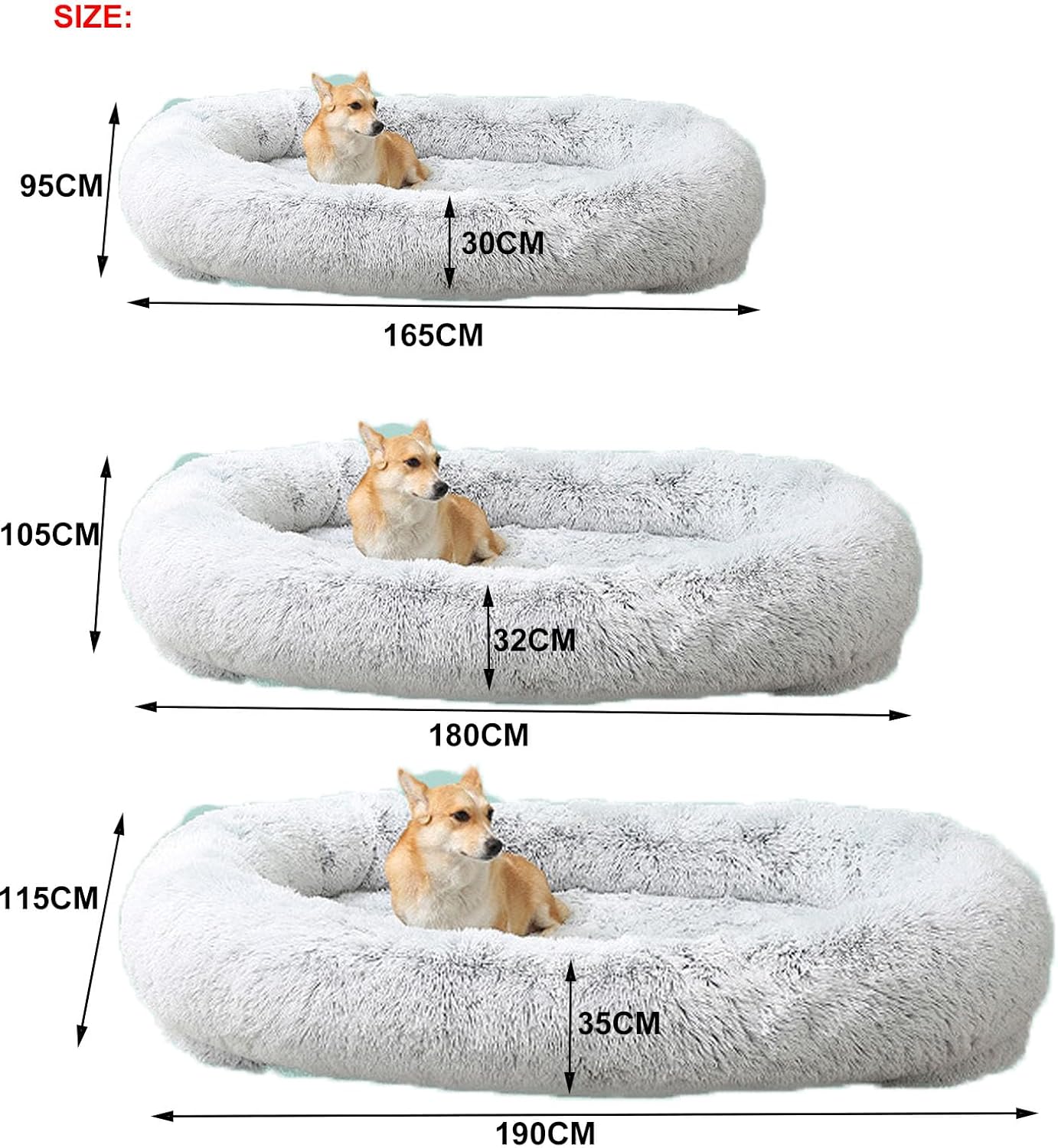 Human Dog Couch Beds for Adults,Long Human Size Dog Bed,Removable Cover,Washable,Waterproof,Orthopedic Design (Pink 190x115x35CM) (180x105x32CM)
