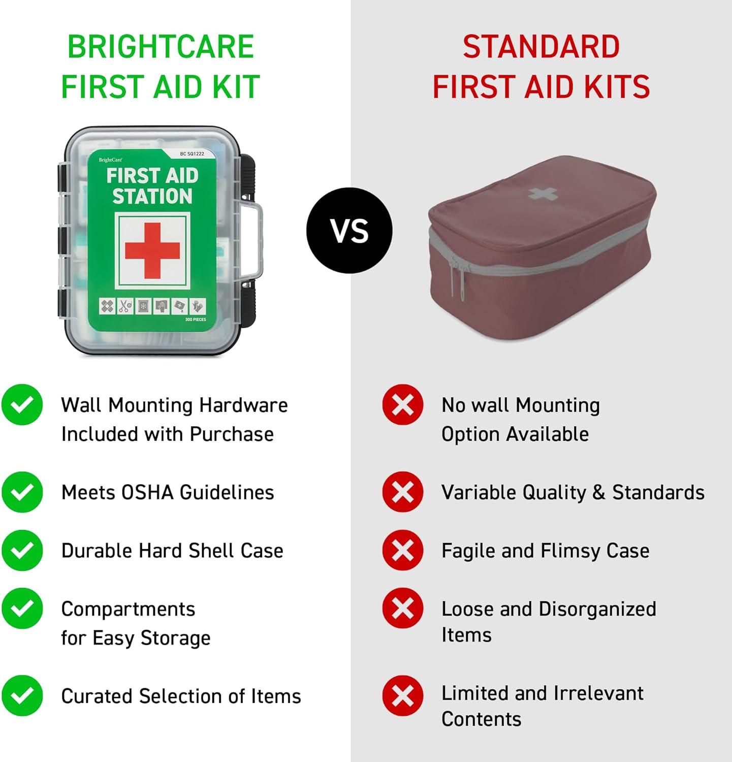 Large Wall Mountable & Portable First Aid Kit Cabinet for Business, Office, School, Warehouse & Workplace Safety – OSHA Compliant Emergency Medical Supplies with Tilting Shelves & Mounting Hardware