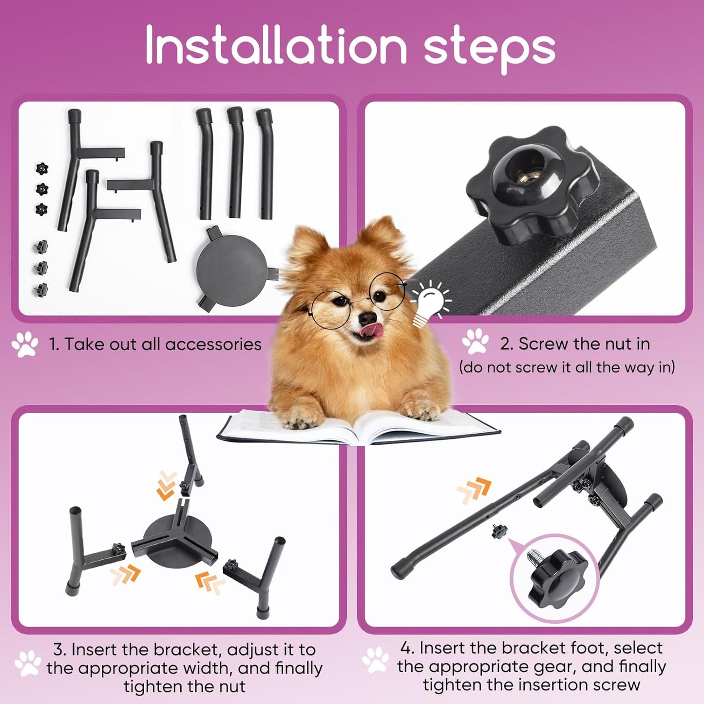 Adjustable Elevated Dog Bowl Stand, Metal Raised Feeder for Medium & Large Dogs, 3 Heights (8.8", 10.8", 12.5"), Width 6.3"–10.2", Spill-Proof Mat, Anti-Slip & Quiet, Bowl Not Included