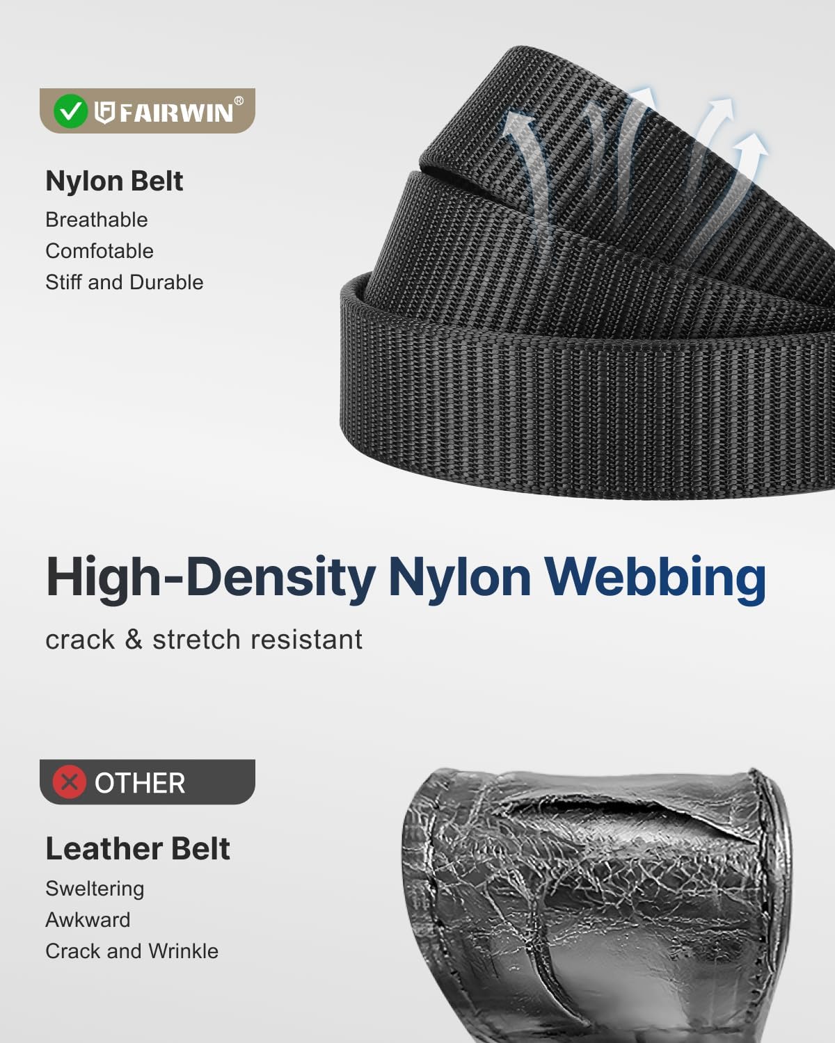 FAIRWIN Men's Ratchet Belt, Nylon Tactical Belt, Adjustable Ratcheting Buckle for Golf Work Casual Outdoor Hiking Daily Wear