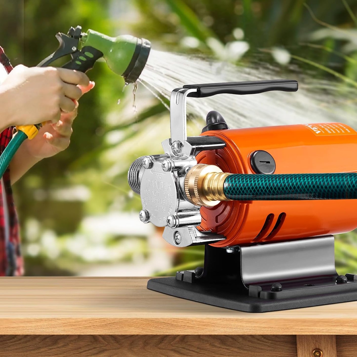 VEVOR Water Transfer Pump 115V, Utility Pump, 360 GPH Larger Flow, 46FT High-Lift, 1/10 HP Portable Electric Utility Pump with Water Hose Kit, Incl. Carbon Brushes, Impeller etc. For Water Removal