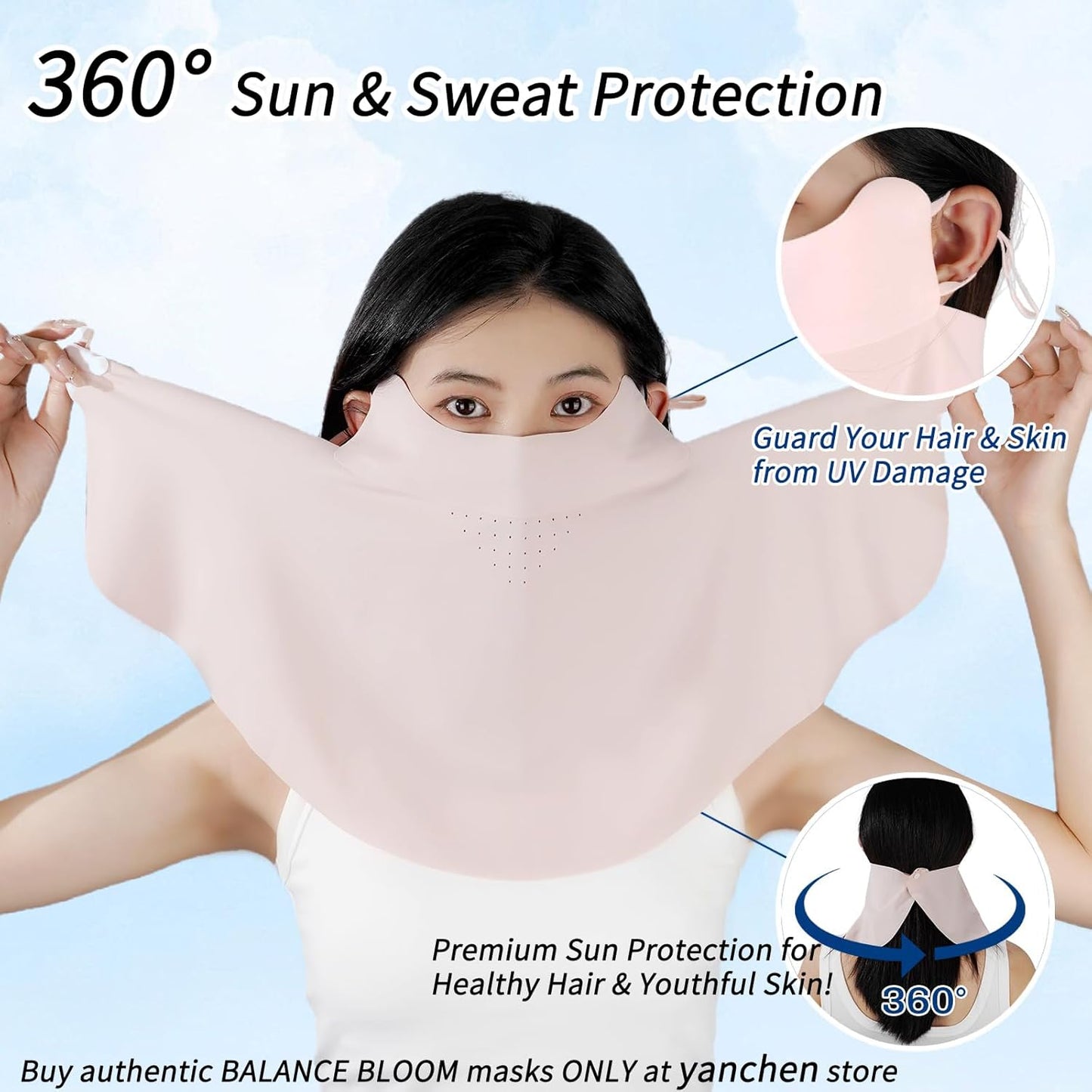 UV Sun Protection Face Mask with Neck Coverage UPF 50+ Face Shield Breathable Design for Summer Outdoor Activities