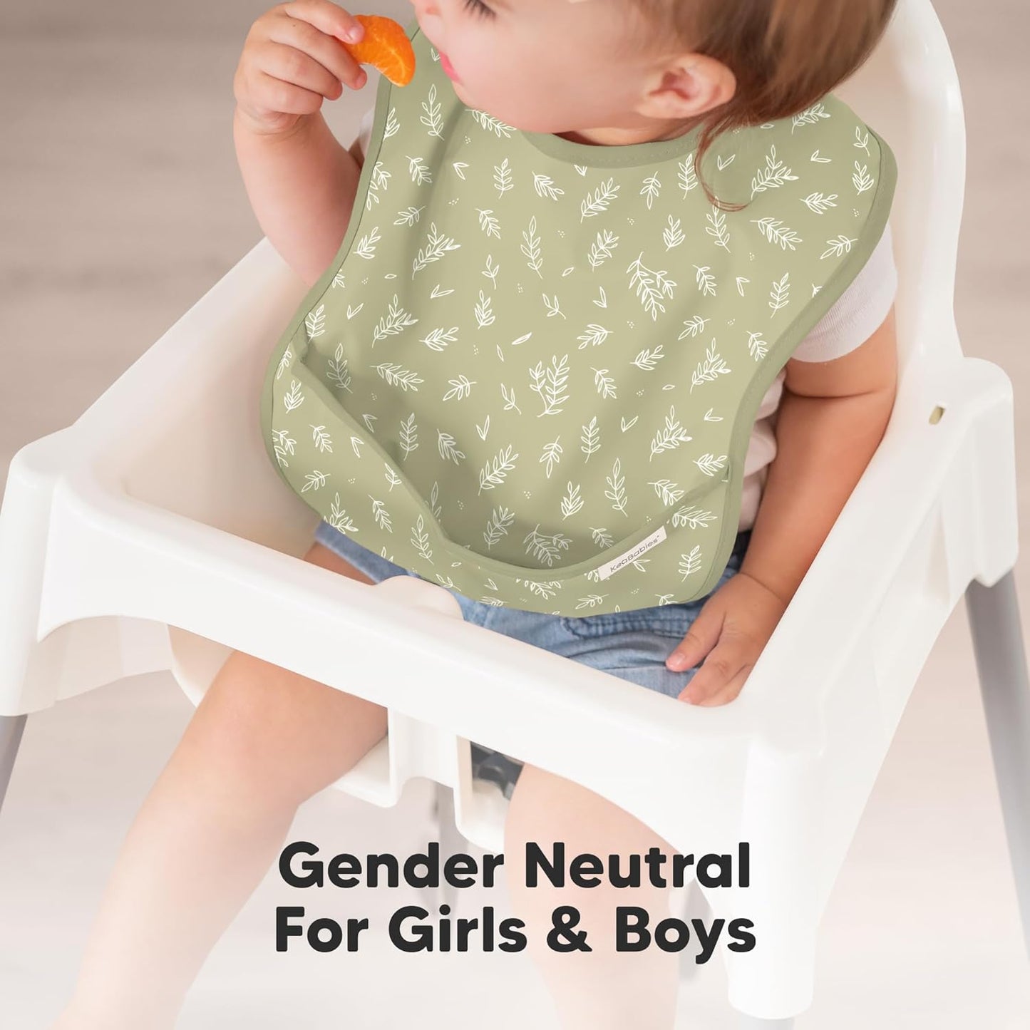 KeaBabies 3-Pack Waterproof Baby Bibs for Eating - Lightweight Toddler Feeding Bibs with Large Food Catcher, Mess Proof, Food-Grade Baby Eating Essentials, Easy to Put On & Clean (Bloom)