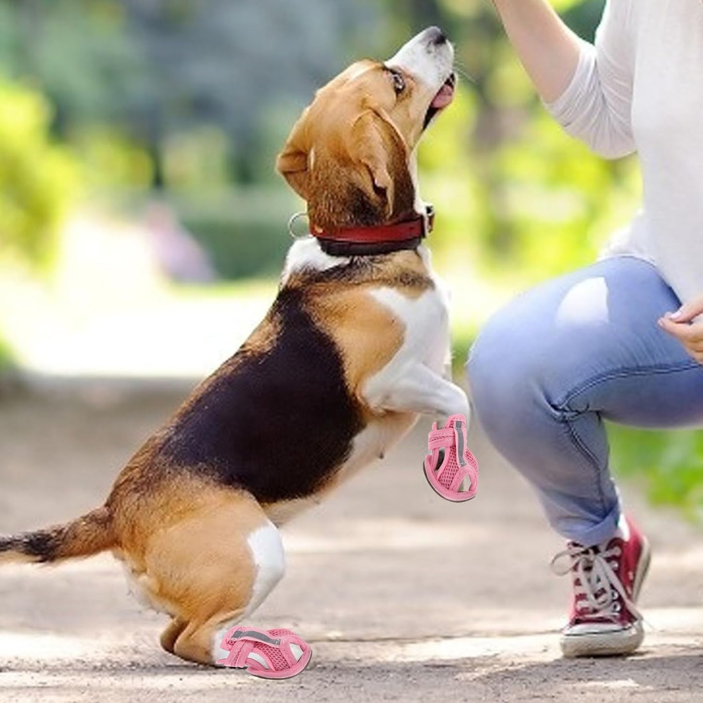 iplusmile Breathable Mesh Dog Sandals Small Size 3 Non Slip Lightweight Soft Rubber Sole Pet Shoes for Outdoor Hot Pavement Protection Summer Paw Covers for Small Dogs 4 Pack