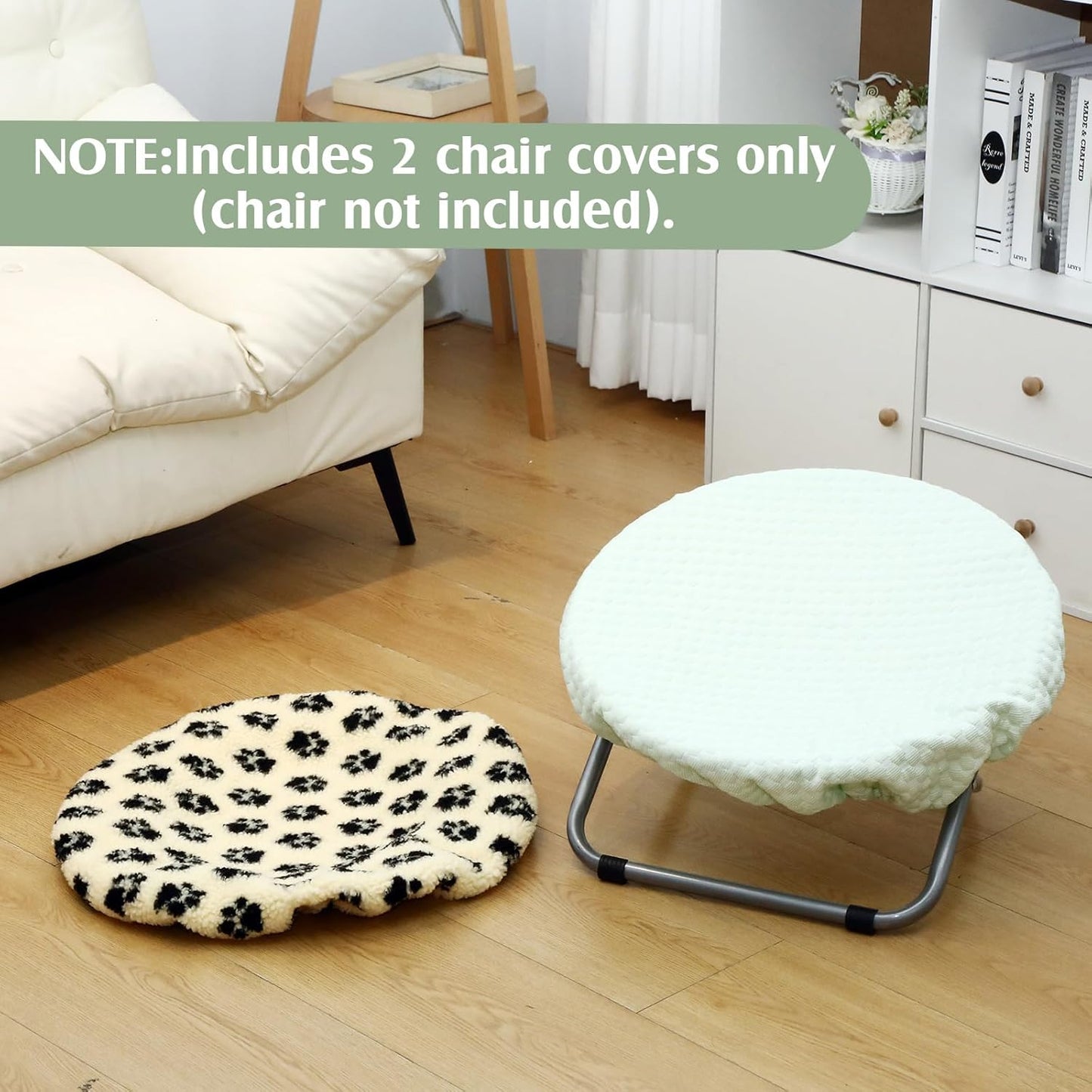 2 Pcs Replacement Cover for 20 Inch Pet Chair Bed Cooling Fabric Summer and Plush Paw Print Winter Washable Seasonal Protector for Round Moon Saucer Folding Cat Dog Nest
