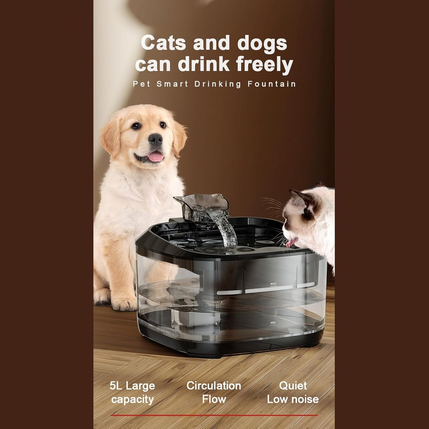 Large Capacity Pet Water Dispenser Automatic Cats Dog Drinking Fountain with Filtration Quiet Design Watering Supply Water Dispenser
