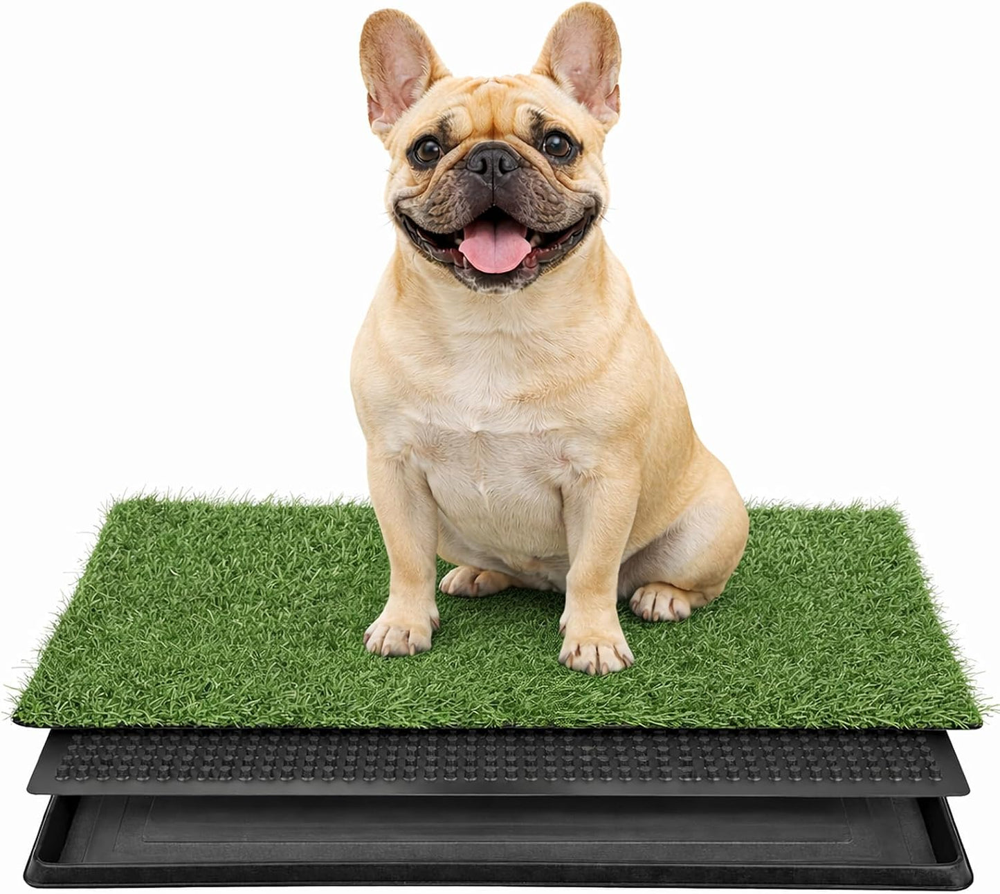 Artificial Grass Dog Potty with Tray 16"x20", Reusable Puppy Training Pad with 3-Layer Drainage System, Indoor Outdoor Pet Toilet for Small Dogs & Puppies