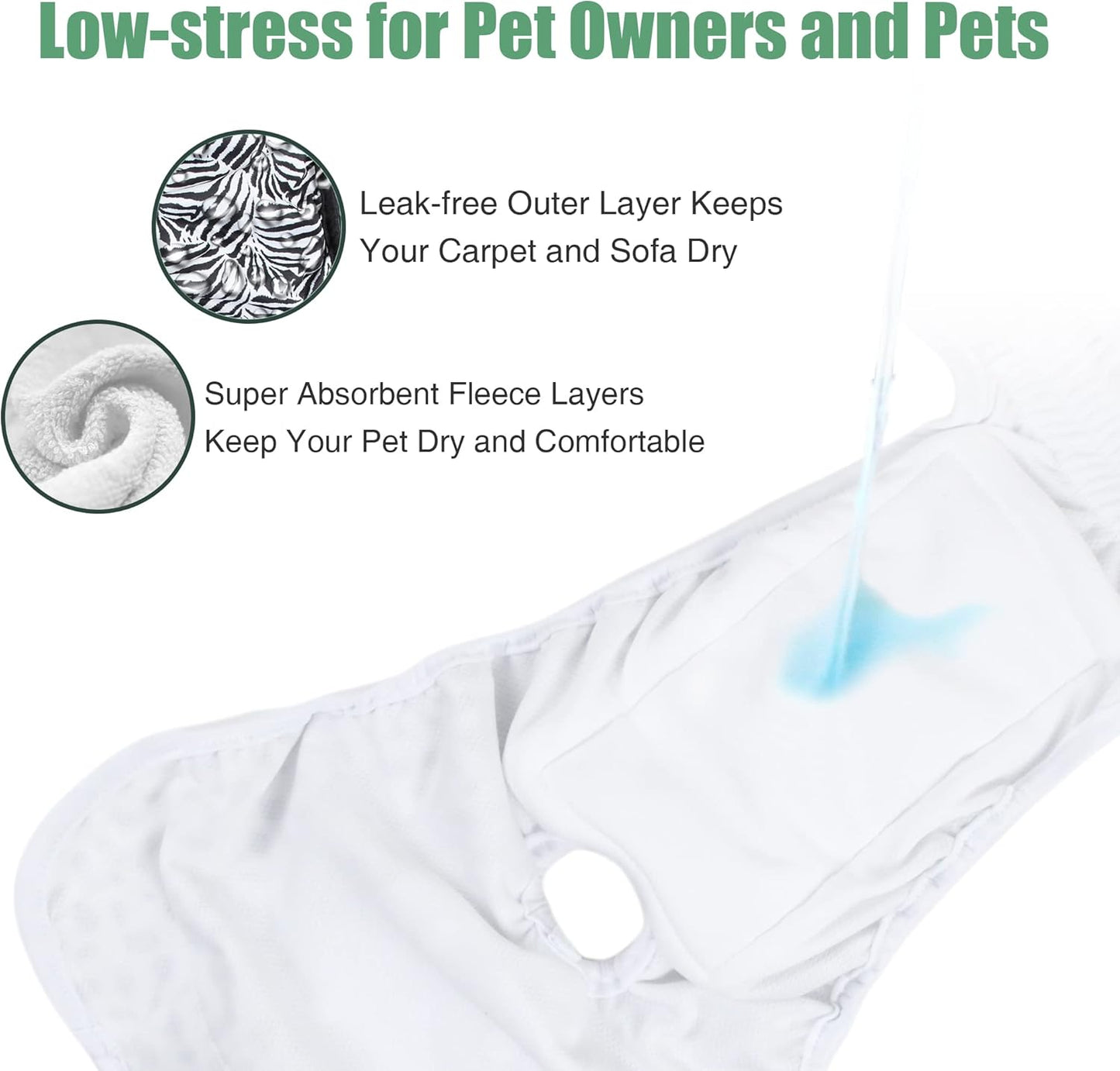 wegreeco Washable Female Dog Diapers (3 Pack), Highly Absorbent Dog Diapers for Female Dogs, Female Dog Diapers for Dogs in Heat, Period, Incontinence (Zebra, Giraffe, Spotty, Medium)