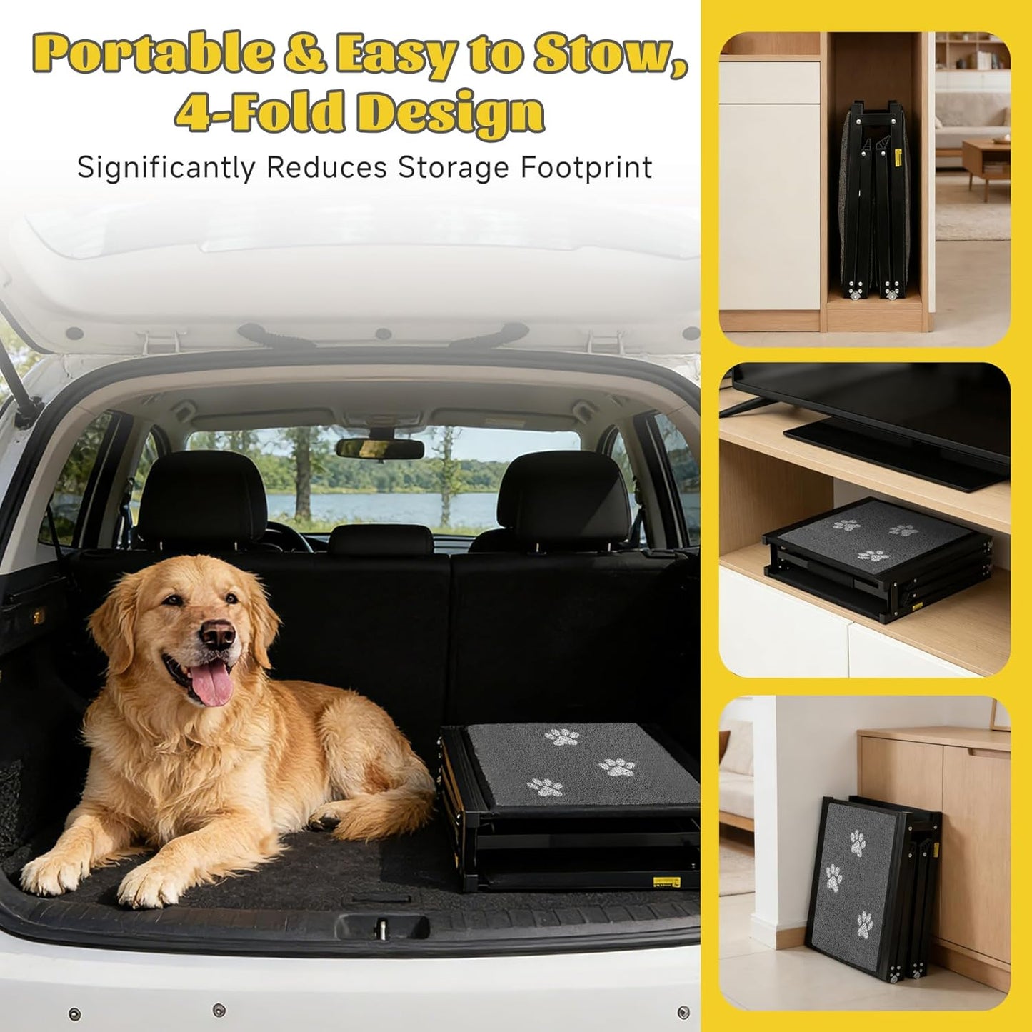 Dog Ramp for Car 71" X-Long & 17" Wider Portable Dog Ramps for Large Dogs Non Slip Rug Surface Extended Step Design for SUV Car and Truck Folding Dog Ramp Supports Up to 270LBS