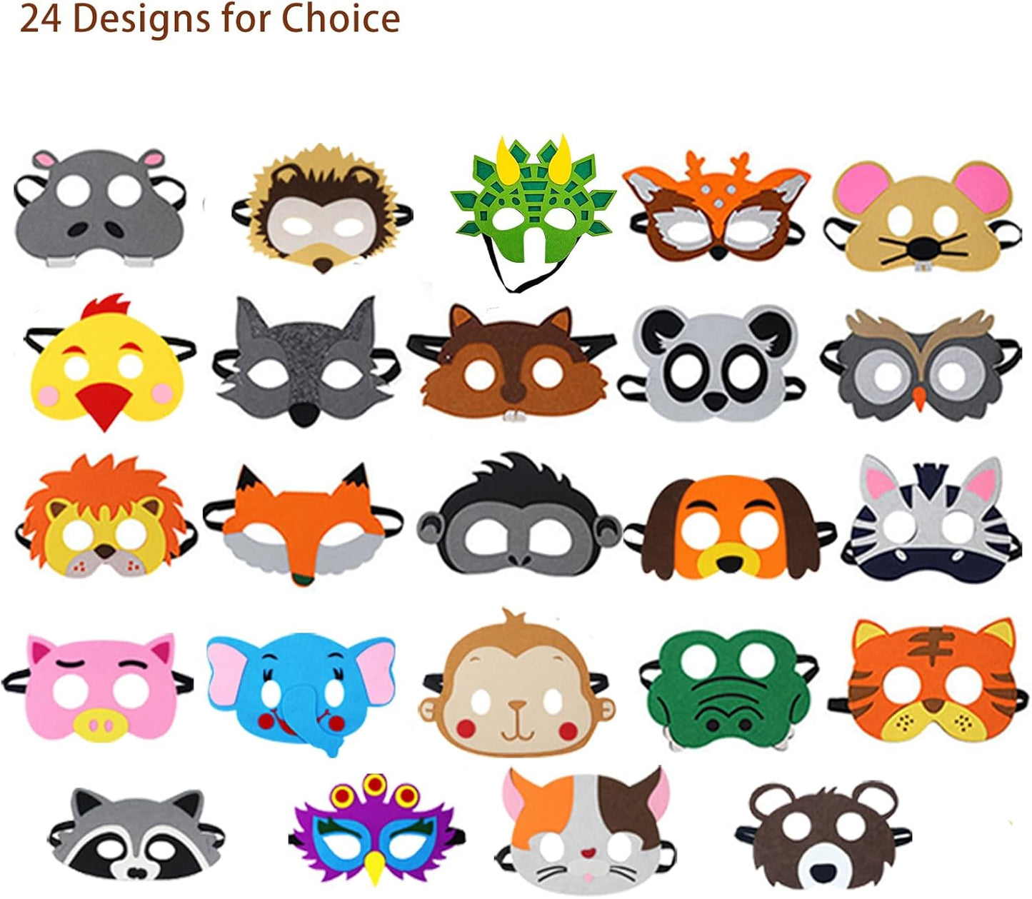 Jtnohx Felt Animal Masks, 10 Pcs Halloween Mask for Kids, Animal Costume for Birthday Party Supplies